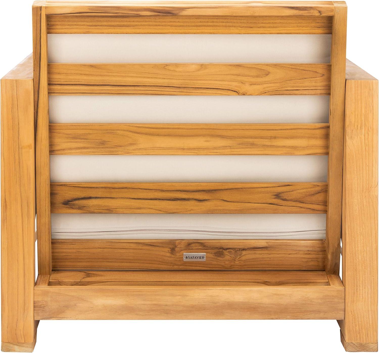 image:imageSafavieh CPT1009A Couture Curacao Brazilian Teak Outdoor Patio Club Chair NaturalWhite