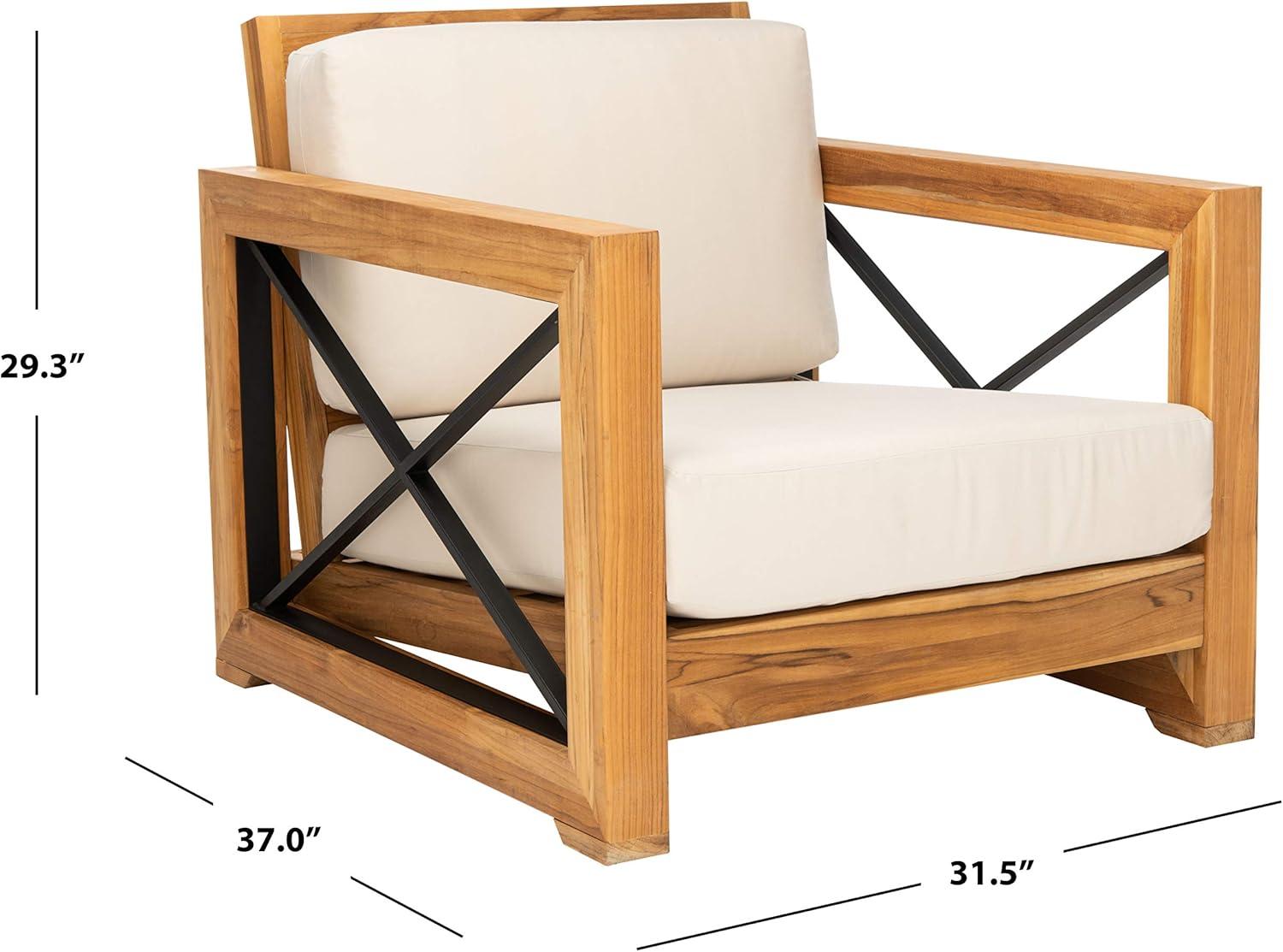 image:imageSafavieh CPT1009A Couture Curacao Brazilian Teak Outdoor Patio Club Chair NaturalWhite