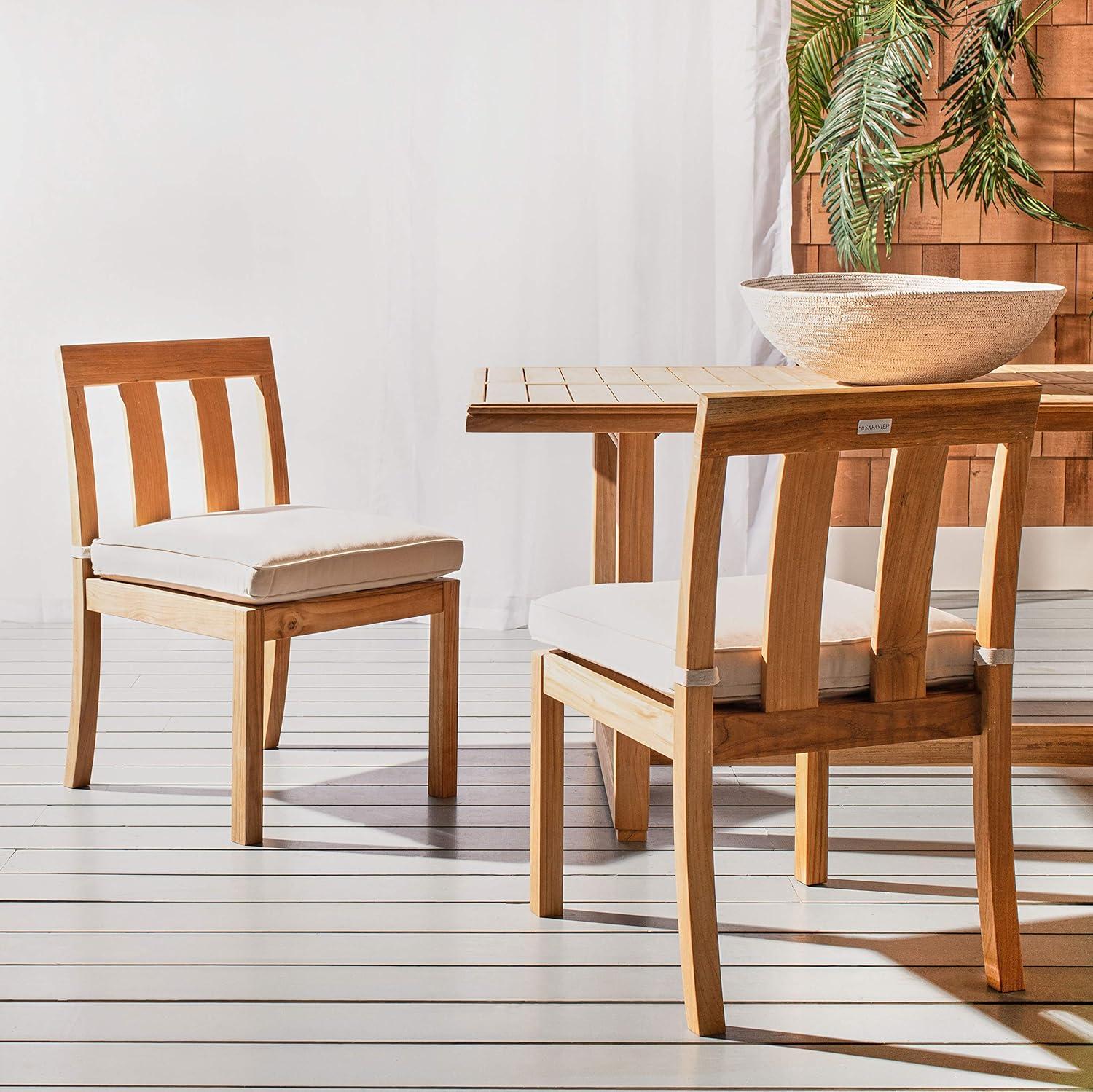 image:imageSafavieh Couture Patio Montford Natural Teak Dining Chair Set of 2NaturalBeige
