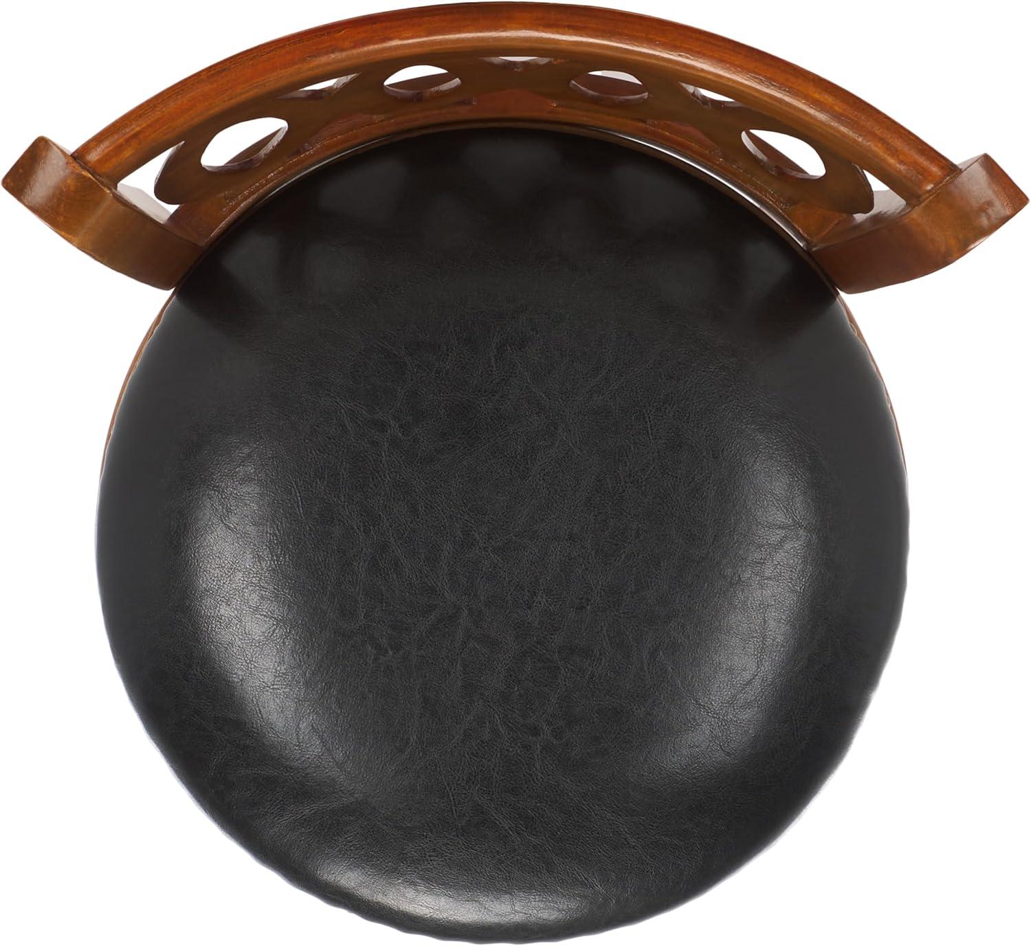 image:imageSafavieh Home Collection Baldwin Dark Oak and Black Leather Swivel 29inch Bar Stool