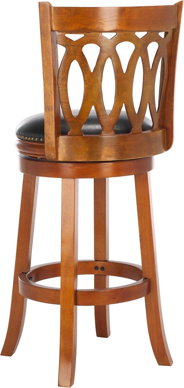 image:imageSafavieh Home Collection Baldwin Dark Oak and Black Leather Swivel 29inch Bar Stool