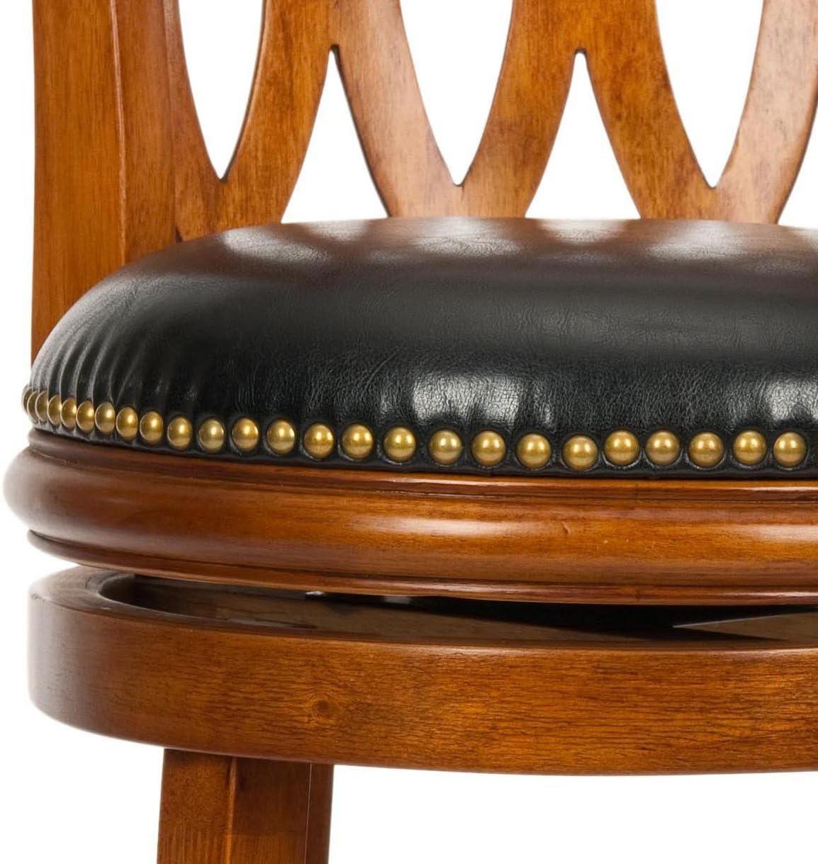 image:imageSafavieh Home Collection Baldwin Dark Oak and Black Leather Swivel 29inch Bar Stool