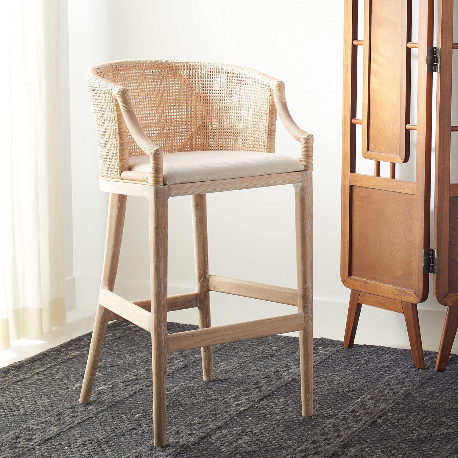 image:imageSafavieh Home Collection Brando Brown 28inch Bar StoolNaturalWhite Washed
