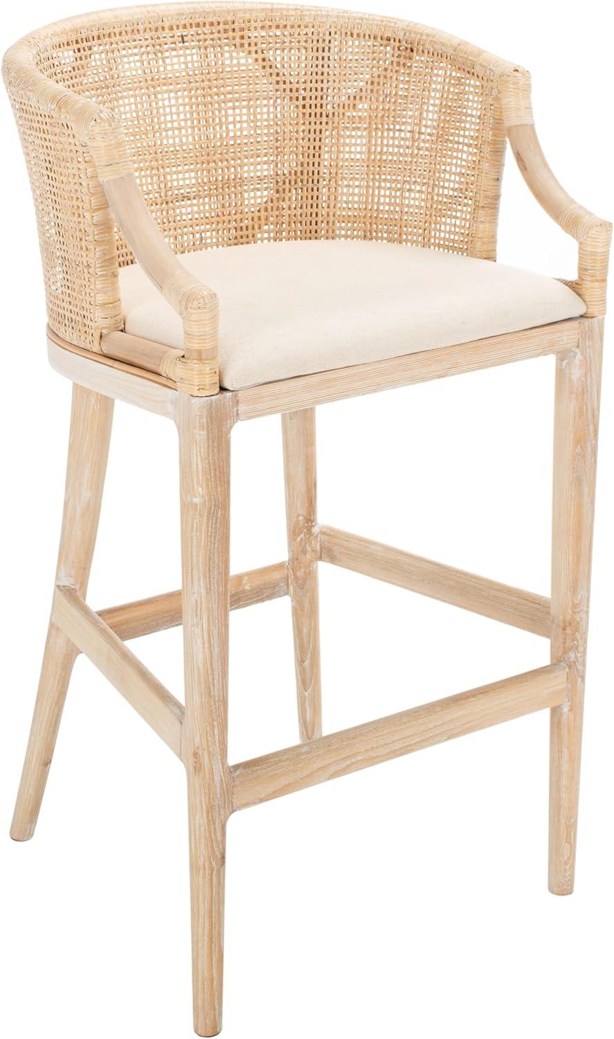 image:imageSafavieh Home Collection Brando Brown 28inch Bar StoolNaturalWhite Washed