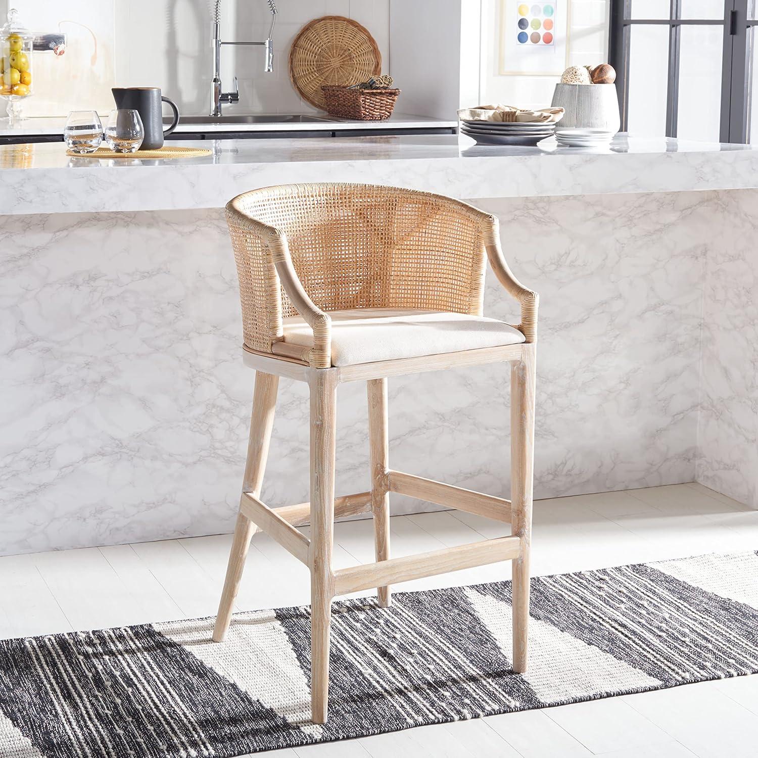 image:imageSafavieh Home Collection Brando Brown 28inch Bar StoolNaturalWhite Washed