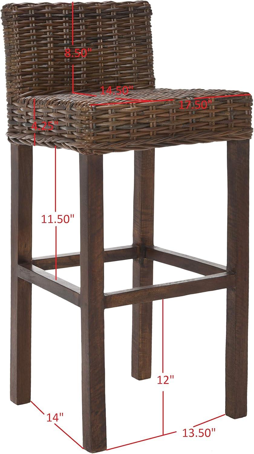 image:imageSafavieh Home Collection Cypress Cappuccino Wicker 30inch Bar StoolCrocus