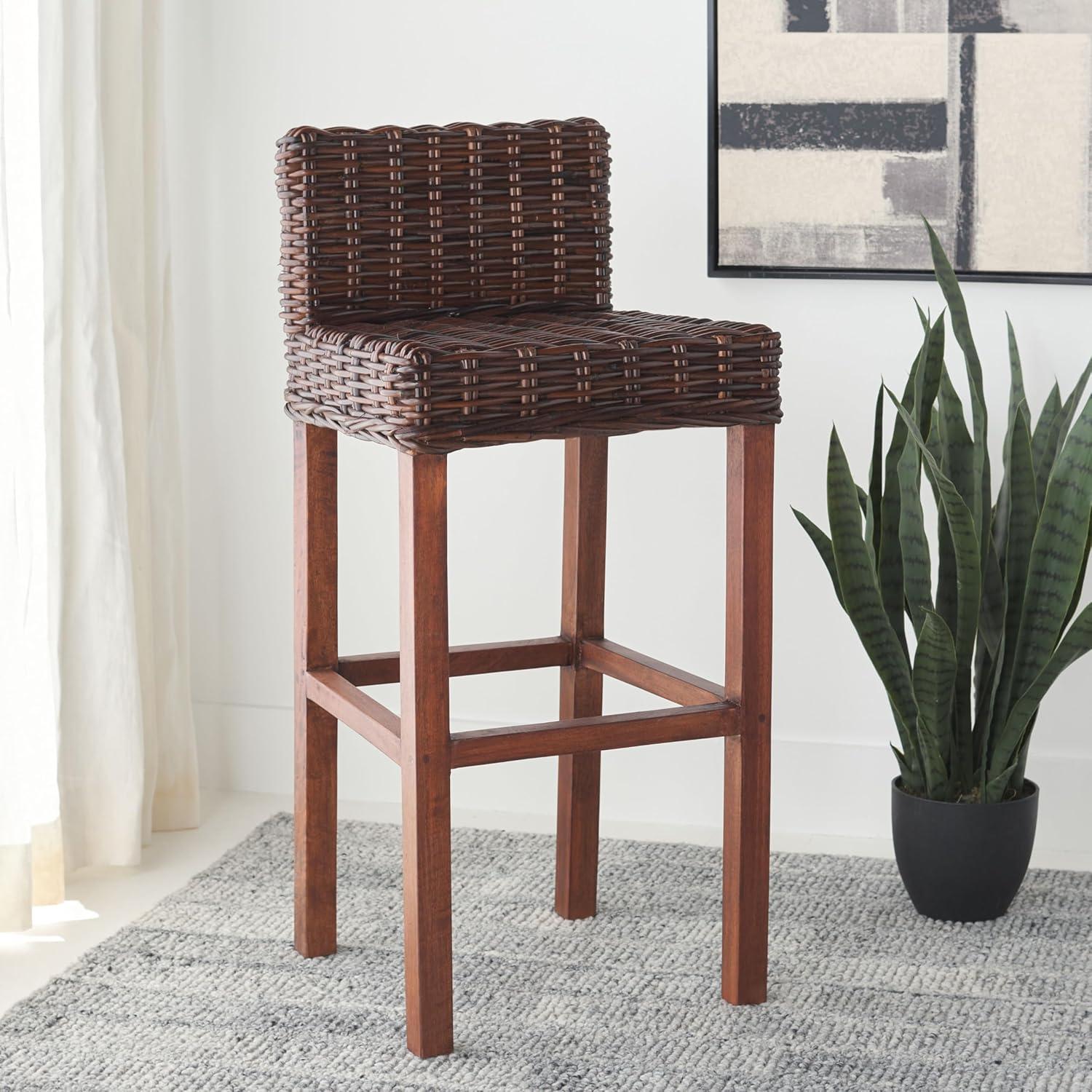 image:imageSafavieh Home Collection Cypress Cappuccino Wicker 30inch Bar StoolCrocus