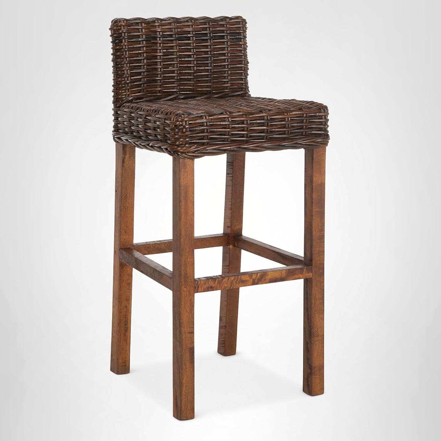 image:imageSafavieh Home Collection Cypress Cappuccino Wicker 30inch Bar StoolCrocus