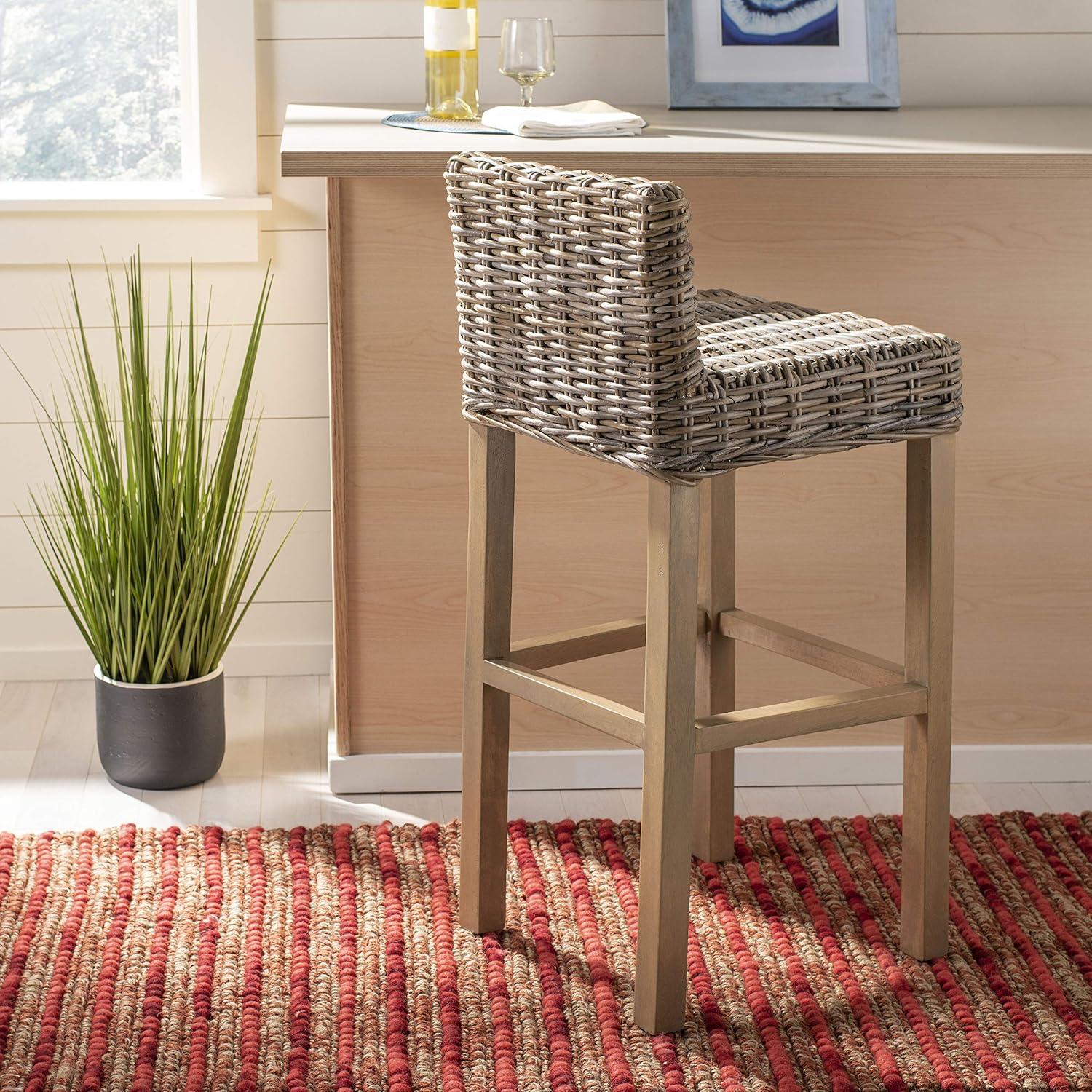 image:imageSafavieh Home Collection Cypress Cappuccino Wicker 30inch Bar Stoolbeige