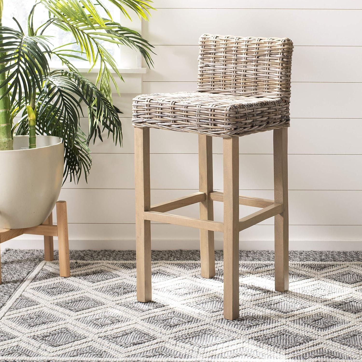 image:imageSafavieh Home Collection Cypress Cappuccino Wicker 30inch Bar Stoolbeige