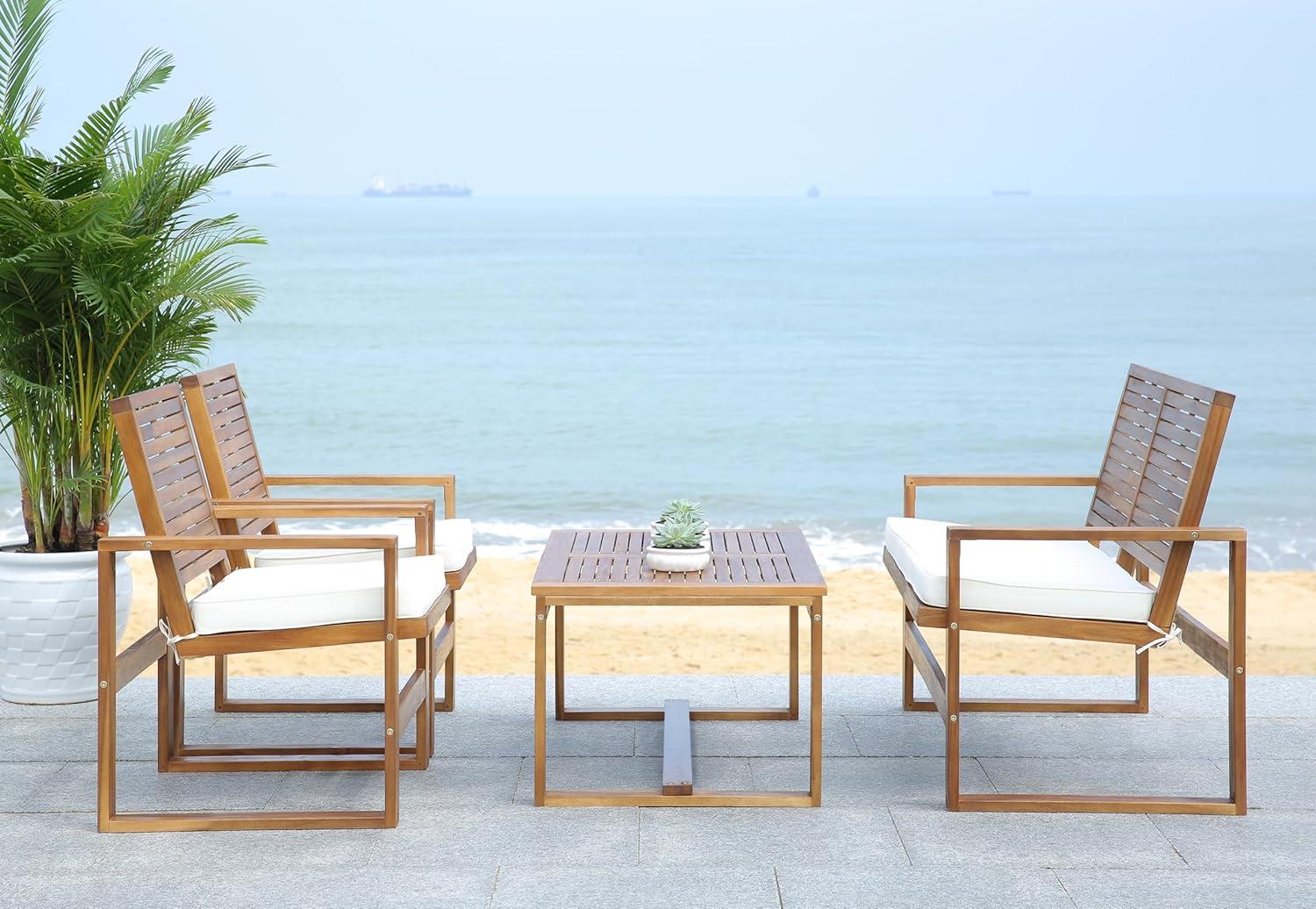image:imageSafavieh Home Collection Hailey Outdoor Living Acacia Patio Set Brown 4Piece