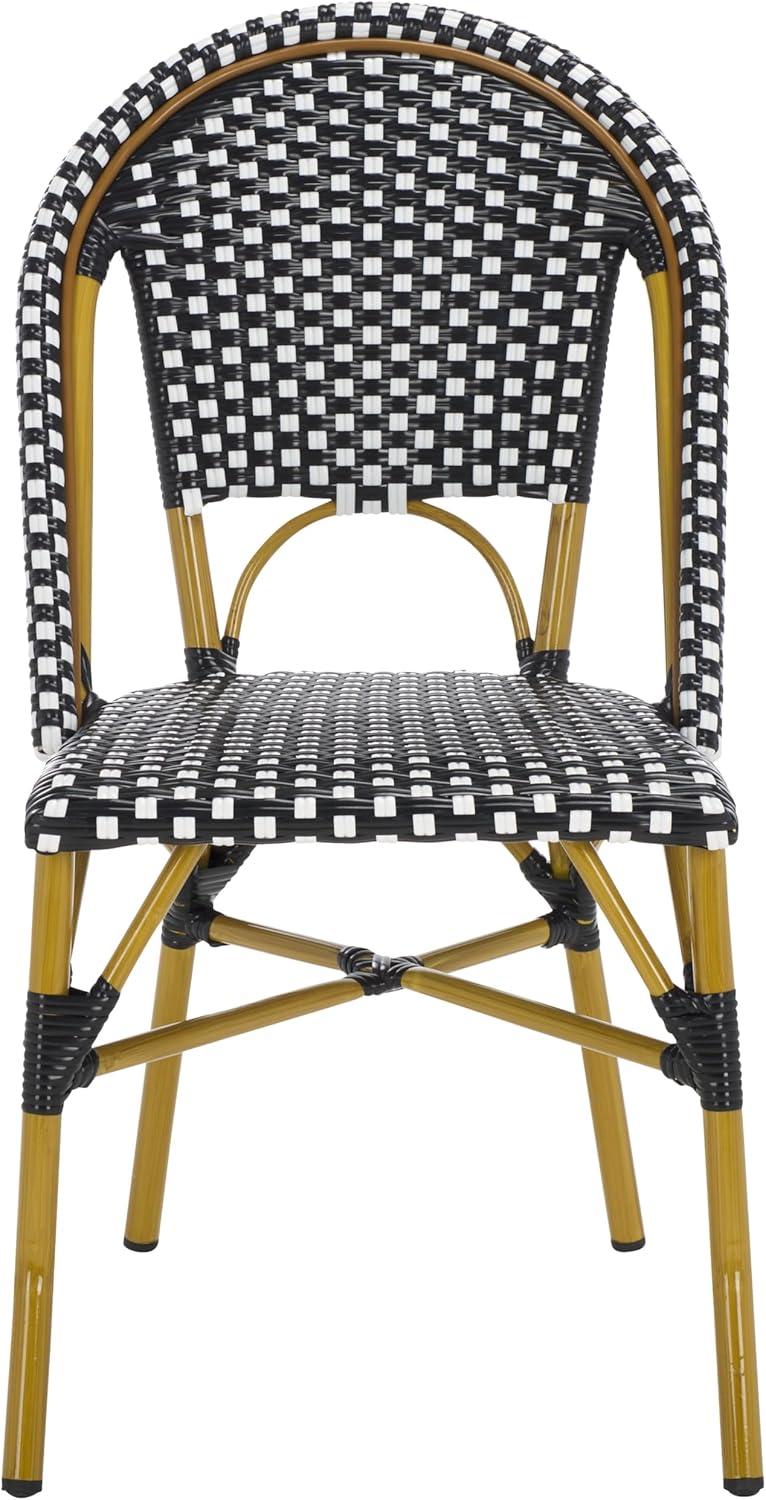 image:imageSafavieh Home Collection Hooper IndoorOutdoor Stacking Side Chairs Black White Light Brown Set of 2Black White