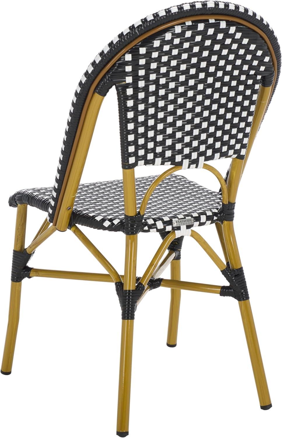 image:imageSafavieh Home Collection Hooper IndoorOutdoor Stacking Side Chairs Black White Light Brown Set of 2Black White