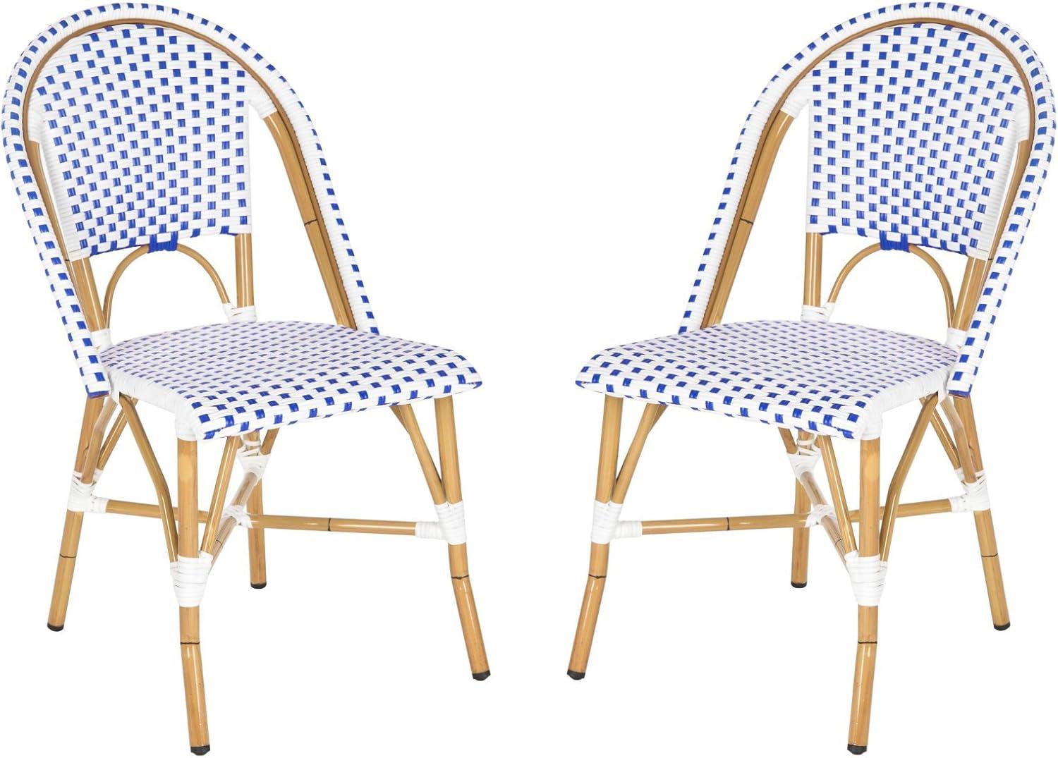 image:imageSafavieh Home Collection Hooper IndoorOutdoor Stacking Side Chairs Black White Light Brown Set of 2Blue White