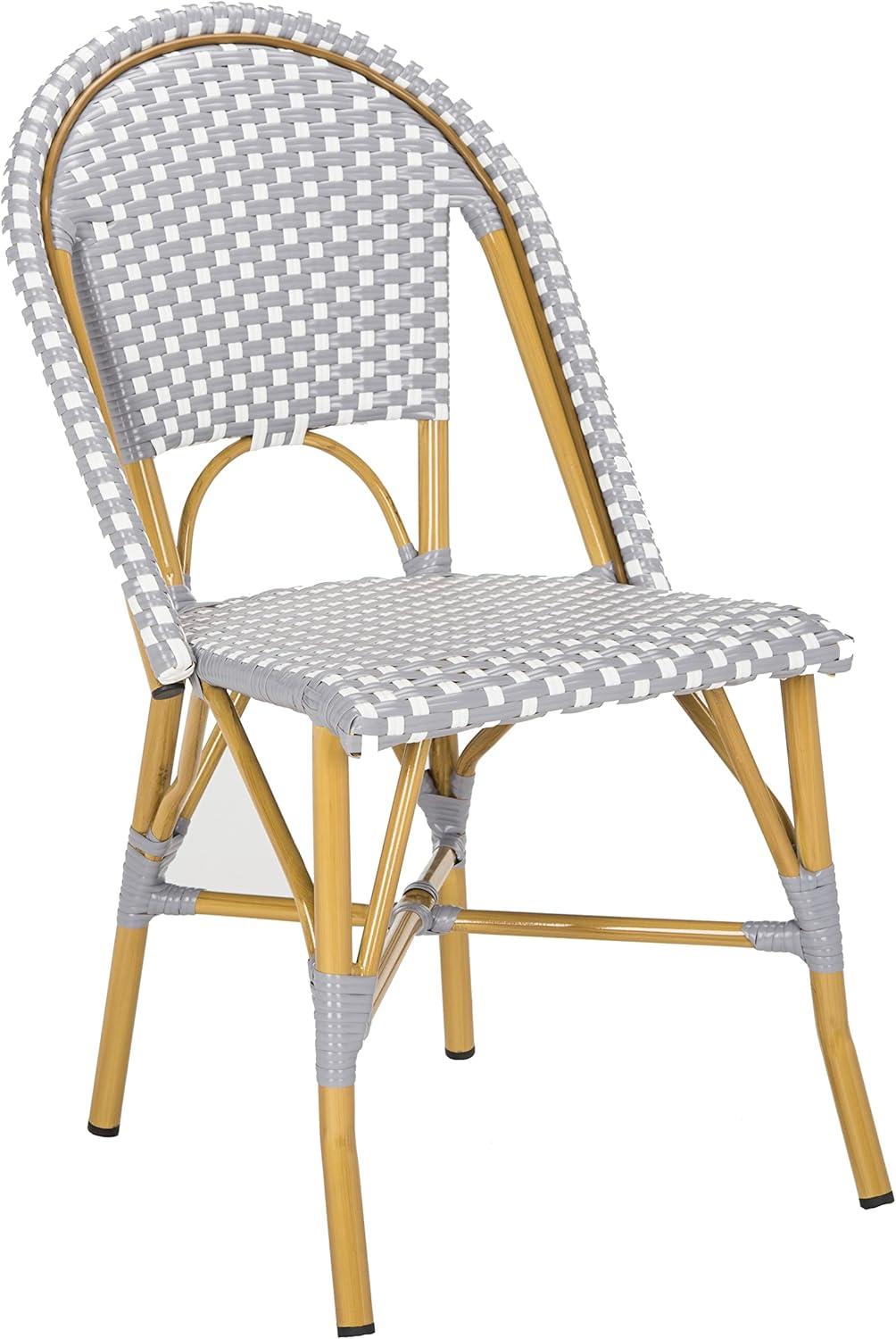 image:imageSafavieh Home Collection Hooper IndoorOutdoor Stacking Side Chairs Black White Light Brown Set of 2Grey White