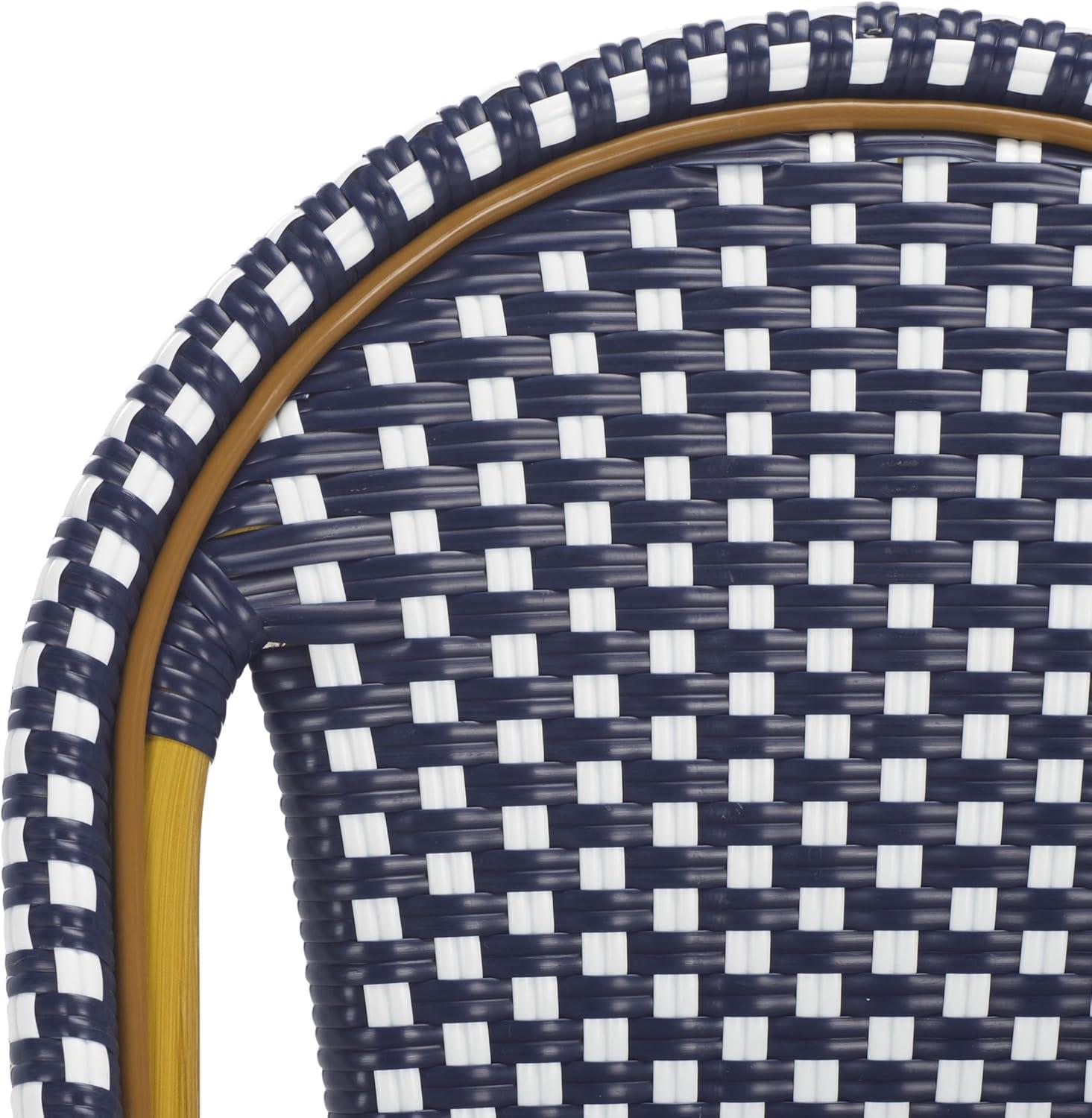 image:imageSafavieh Home Collection Hooper IndoorOutdoor Stacking Side Chairs Black White Light Brown Set of 2Navy White