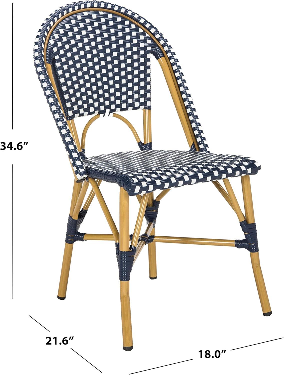 image:imageSafavieh Home Collection Hooper IndoorOutdoor Stacking Side Chairs Black White Light Brown Set of 2Navy White