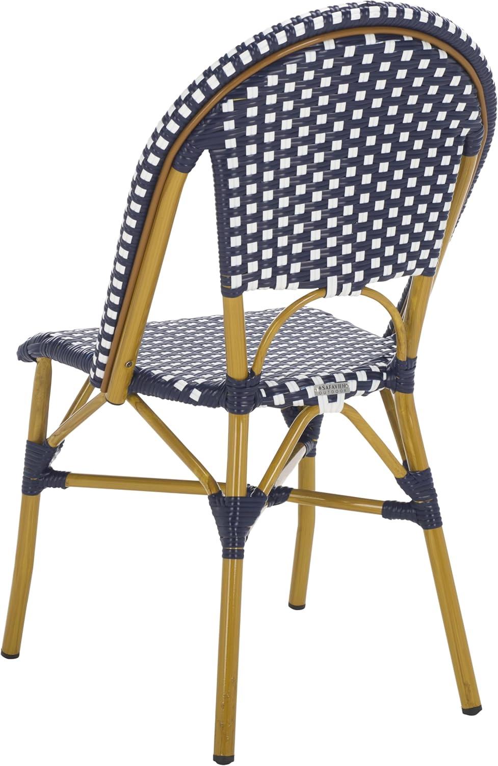 image:imageSafavieh Home Collection Hooper IndoorOutdoor Stacking Side Chairs Black White Light Brown Set of 2Navy White