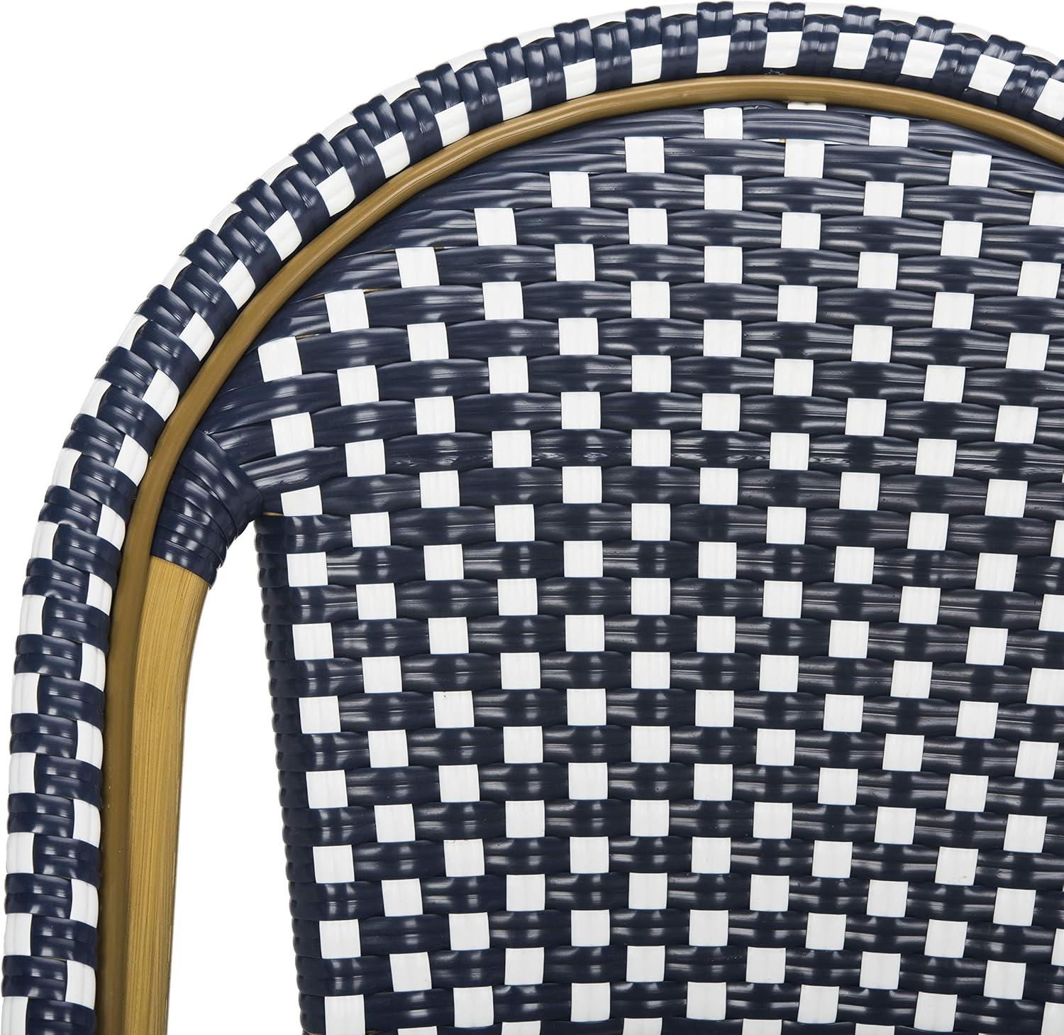 image:imageSafavieh Home Collection Hooper IndoorOutdoor Stacking Side Chairs Black White Light Brown Set of 2Navy White
