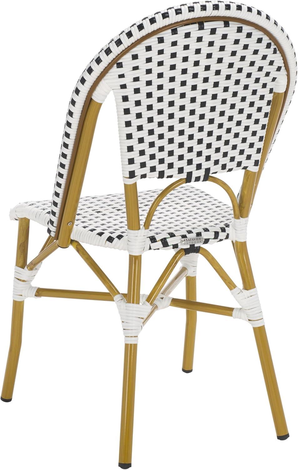 image:imageSafavieh Home Collection Hooper IndoorOutdoor Stacking Side Chairs Black White Light Brown Set of 2White Black