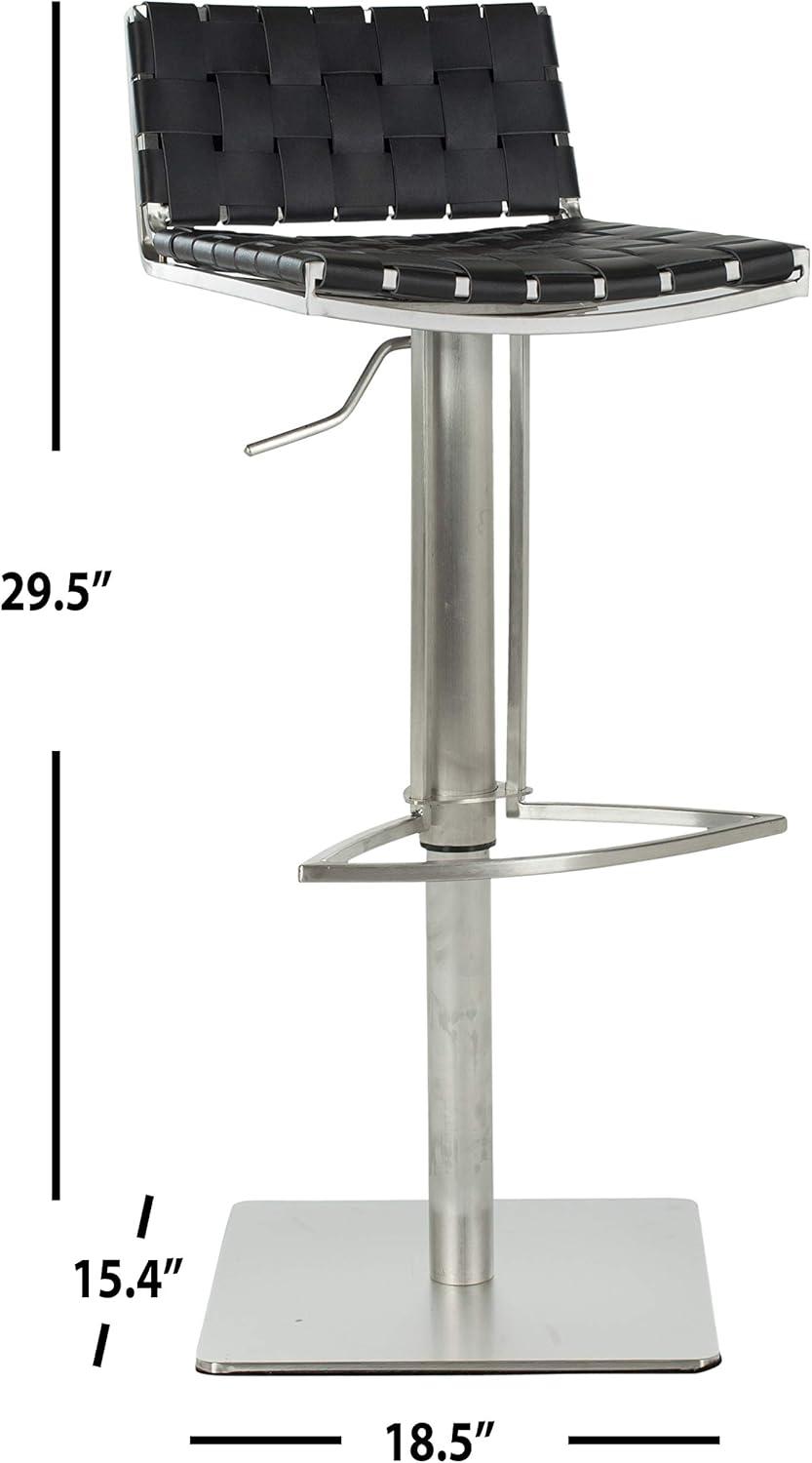 image:imageSafavieh Home Collection Mitchell Stainless Steel and Grey Leather Adjustable Gas Lift 217307inch Bar Stoolblack