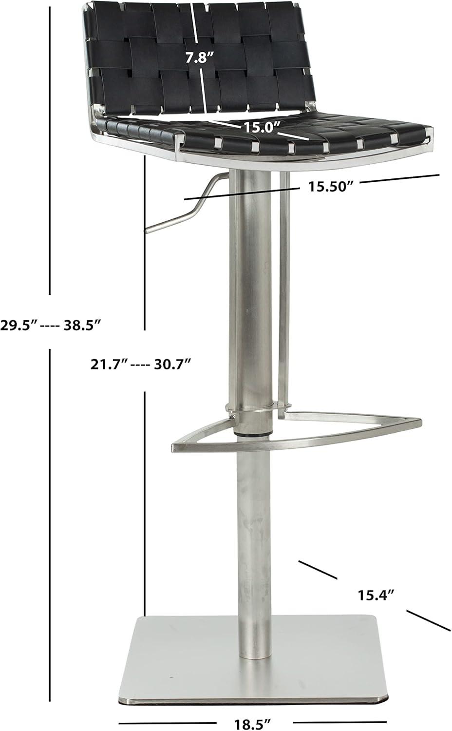 image:imageSafavieh Home Collection Mitchell Stainless Steel and Grey Leather Adjustable Gas Lift 217307inch Bar Stoolblack