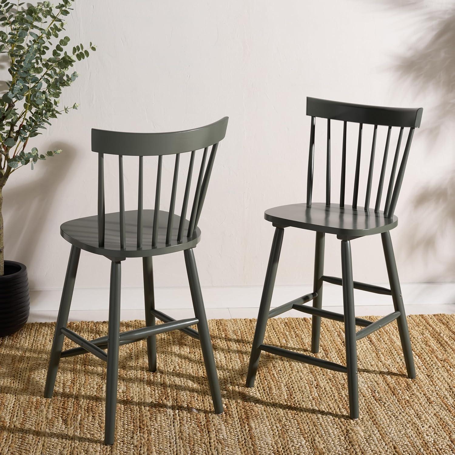 image:imageSafavieh Home Collection Providence Spindle Back White Counter 24inch Stool Set of 2Dusty Green