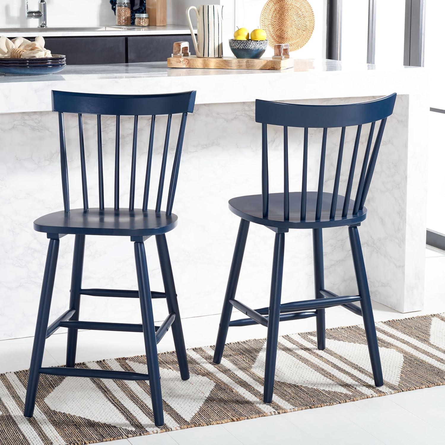 image:imageSafavieh Home Collection Providence Spindle Back White Counter 24inch Stool Set of 2Navy