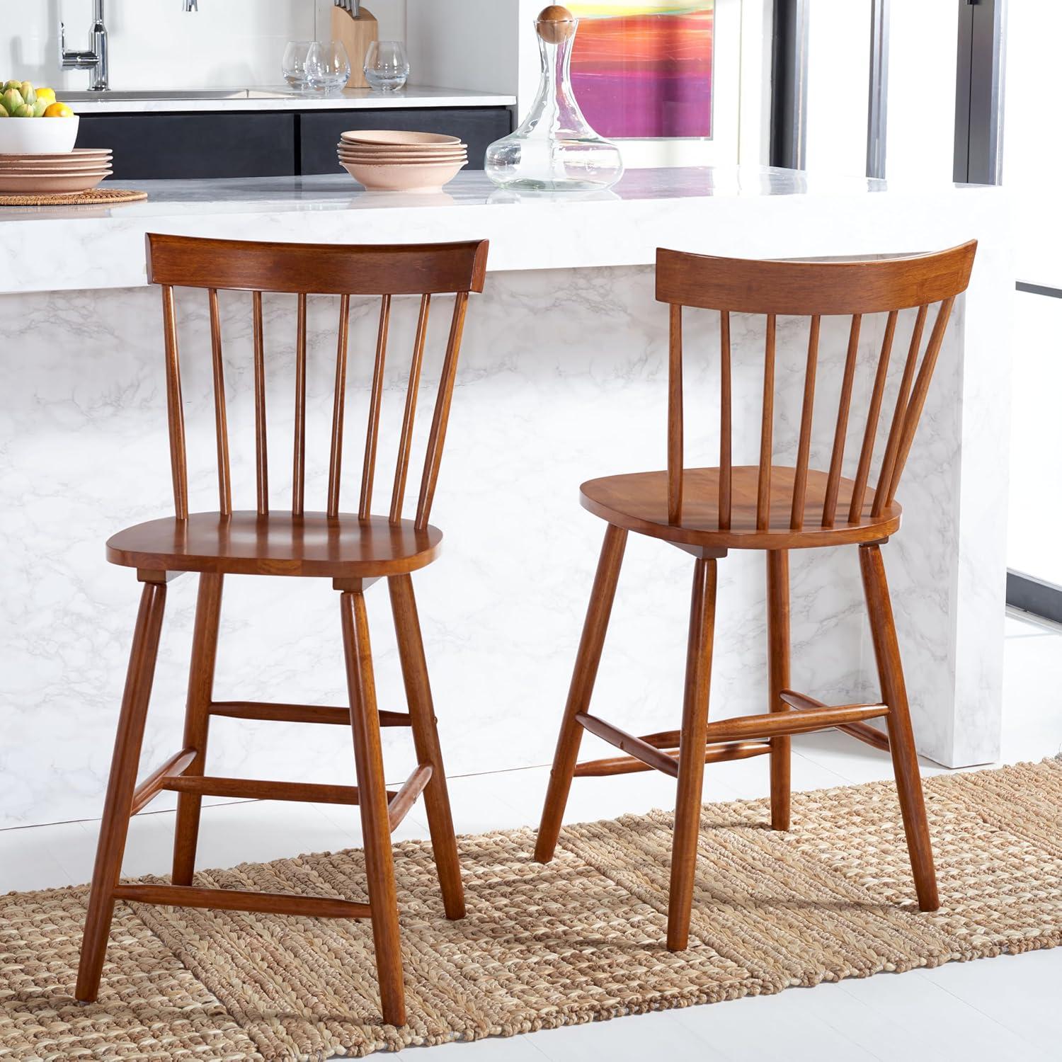 image:imageSafavieh Home Collection Providence Spindle Back White Counter 24inch Stool Set of 2Walnut