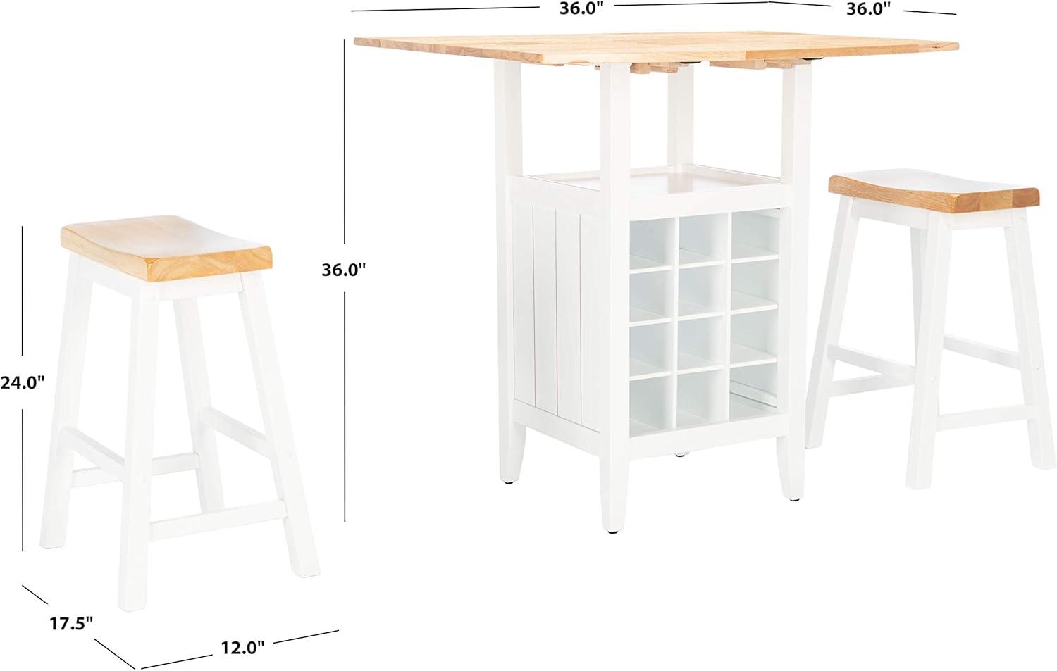 image:imageSafavieh Home Emeric Dark Espresso and Black Oak 3piece Drop Leaf Table Storage Rack Pub SetNatural White