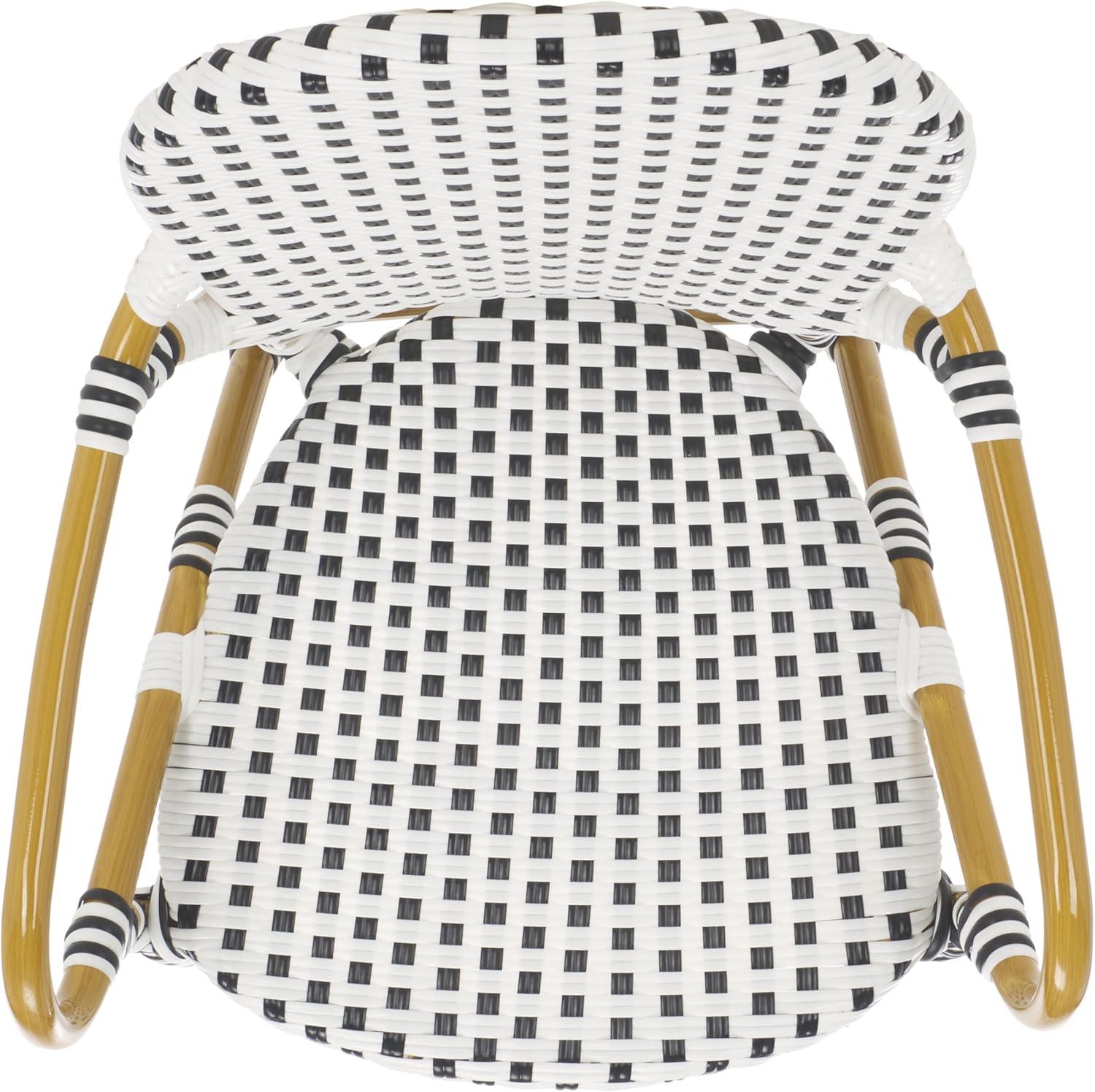 image:imageSafavieh Home Hooper Navy and White IndoorOutdoor Rattan Stacking Arm Chair Set of 2Black White