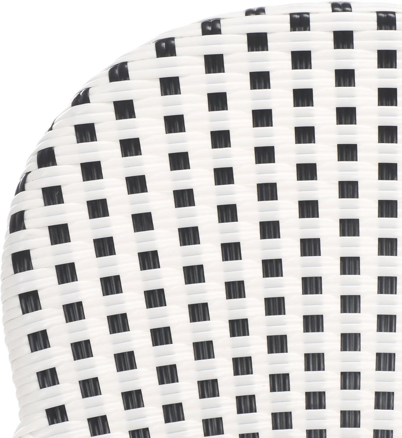image:imageSafavieh Home Hooper Navy and White IndoorOutdoor Rattan Stacking Arm Chair Set of 2Black White