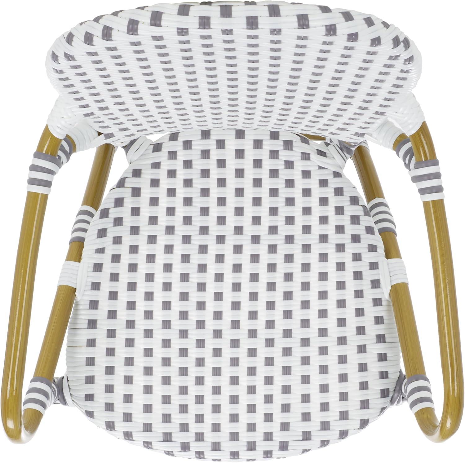 image:imageSafavieh Home Hooper Navy and White IndoorOutdoor Rattan Stacking Arm Chair Set of 2Grey White