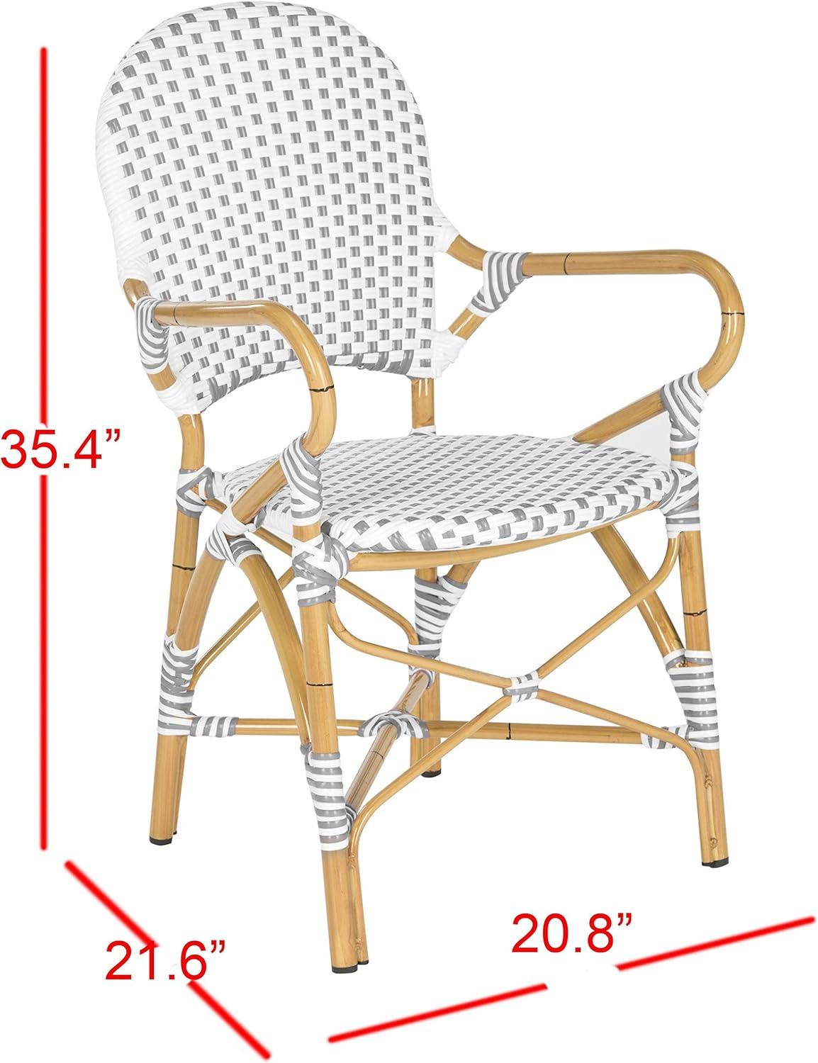 image:imageSafavieh Home Hooper Navy and White IndoorOutdoor Rattan Stacking Arm Chair Set of 2Grey White