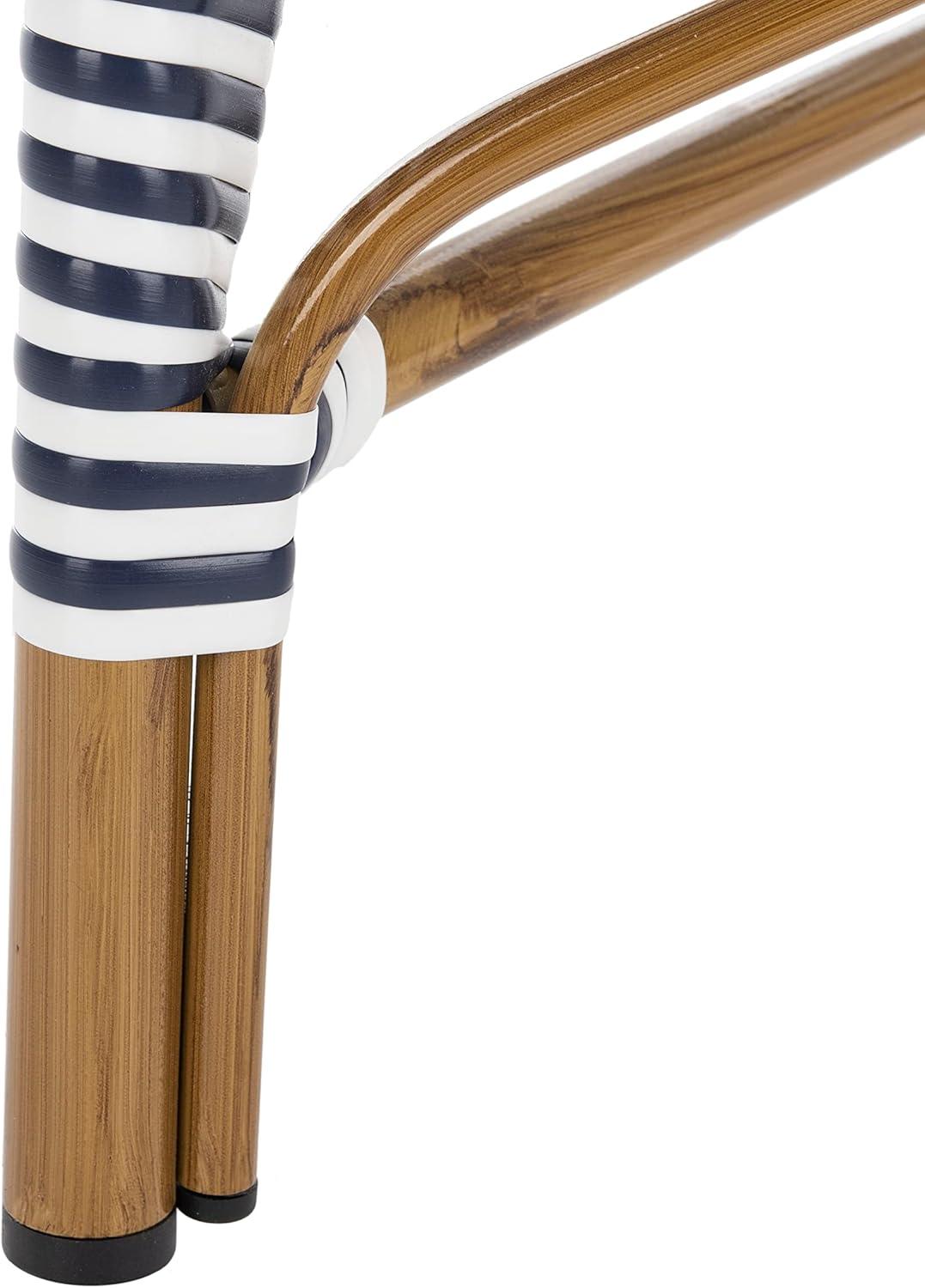 image:imageSafavieh Home Hooper Navy and White IndoorOutdoor Rattan Stacking Arm Chair Set of 2Navy White