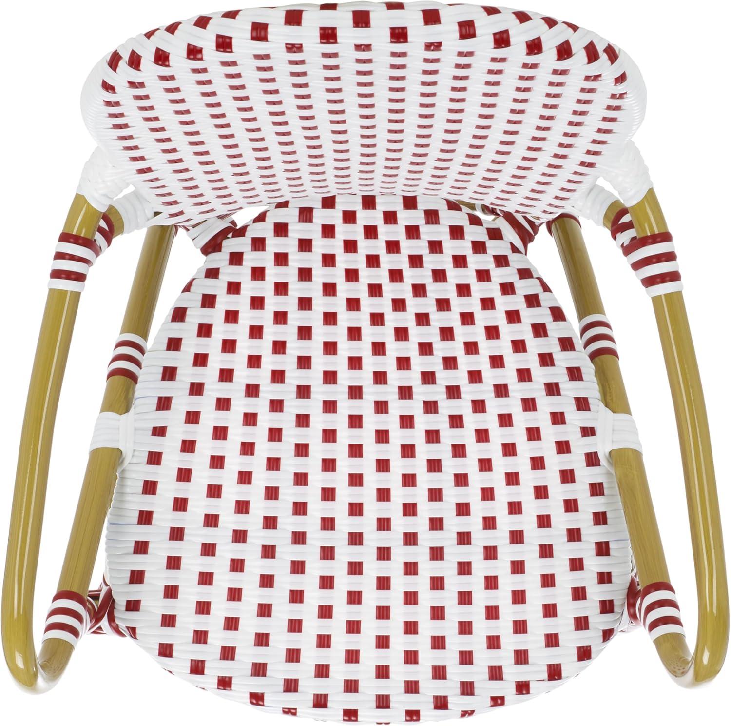 image:imageSafavieh Home Hooper Navy and White IndoorOutdoor Rattan Stacking Arm Chair Set of 2Red White