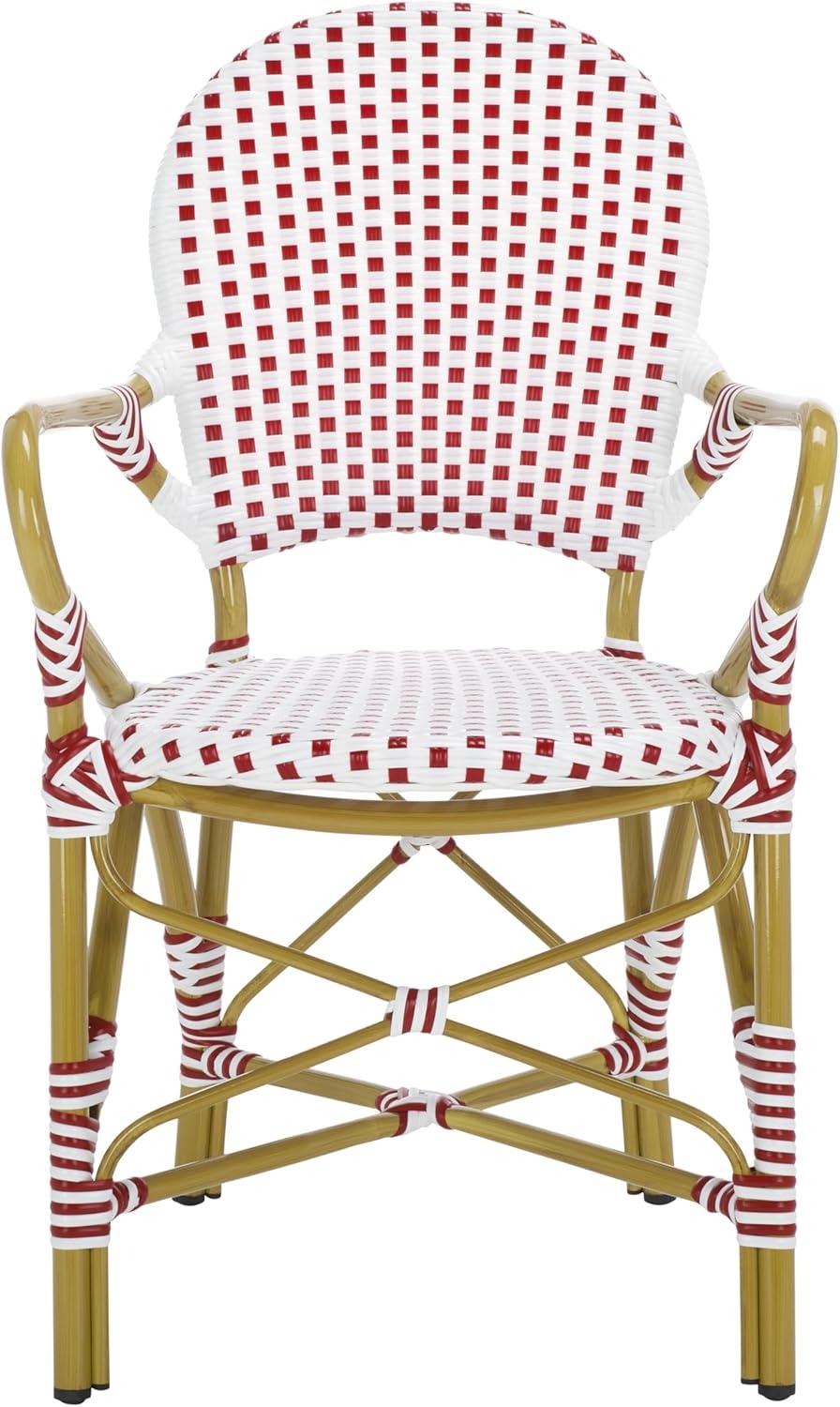 image:imageSafavieh Home Hooper Navy and White IndoorOutdoor Rattan Stacking Arm Chair Set of 2Red White