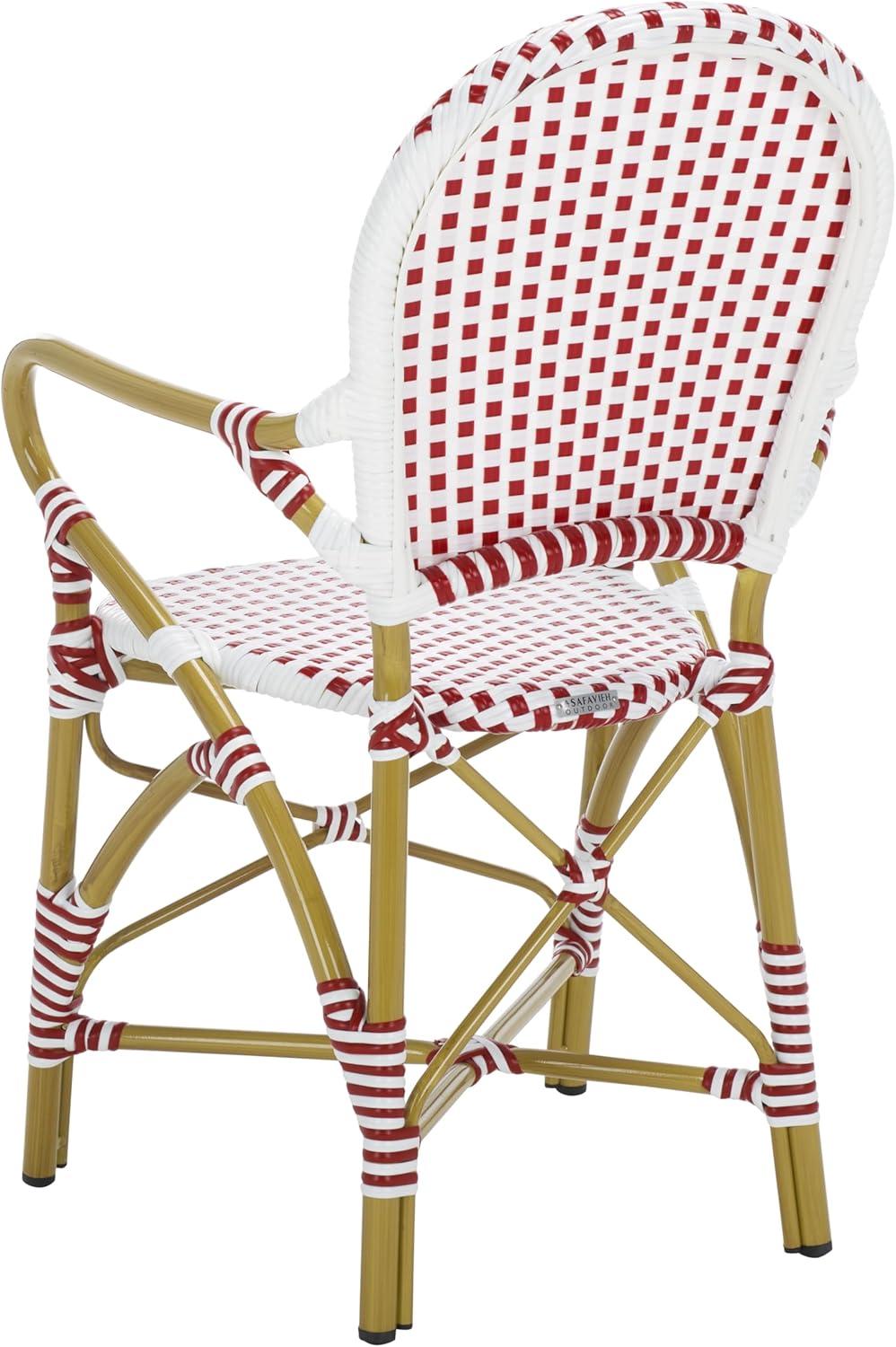 image:imageSafavieh Home Hooper Navy and White IndoorOutdoor Rattan Stacking Arm Chair Set of 2Red White