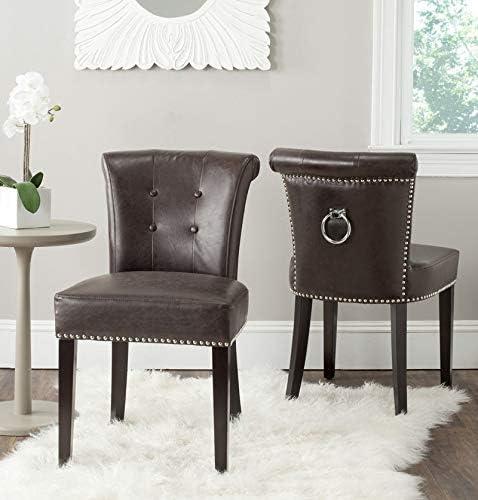 image:imageSafavieh Mercer Collection Carol Charcoal Linen Ring Dining ChairAntique Brown