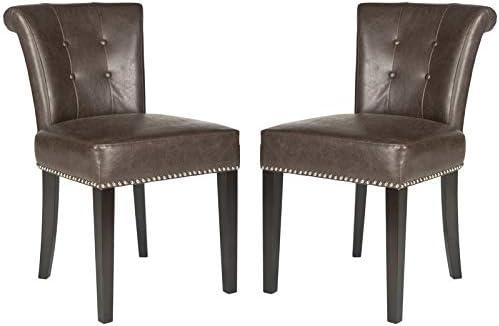 image:imageSafavieh Mercer Collection Carol Charcoal Linen Ring Dining ChairAntique Brown