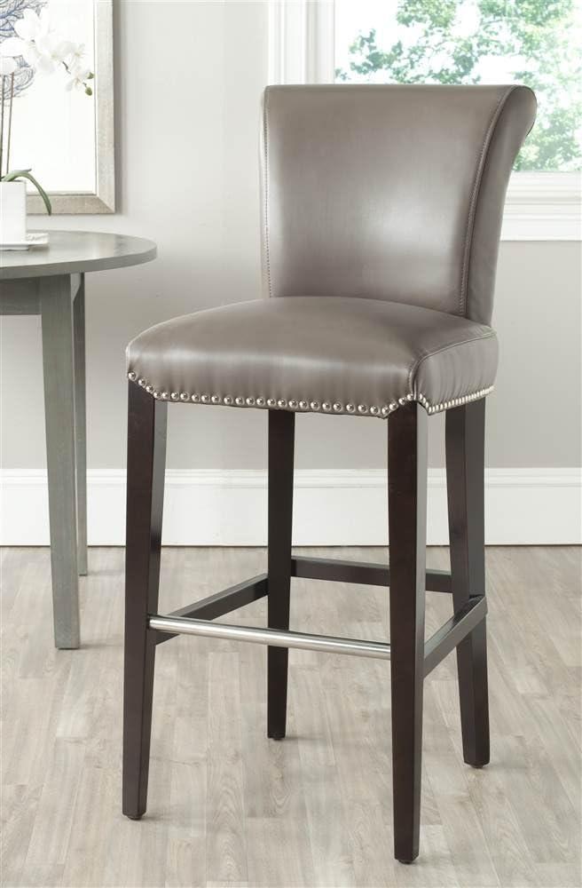 image:imageSafavieh Mercer Collection Seth Black Leather 259inch Bar StoolClay