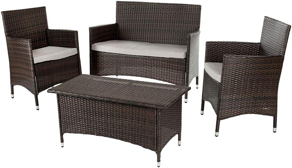 image:imageSafavieh Outdoor Collection 4 Piece Mojavi Wicker Patio Set GreyBlackGrey Black