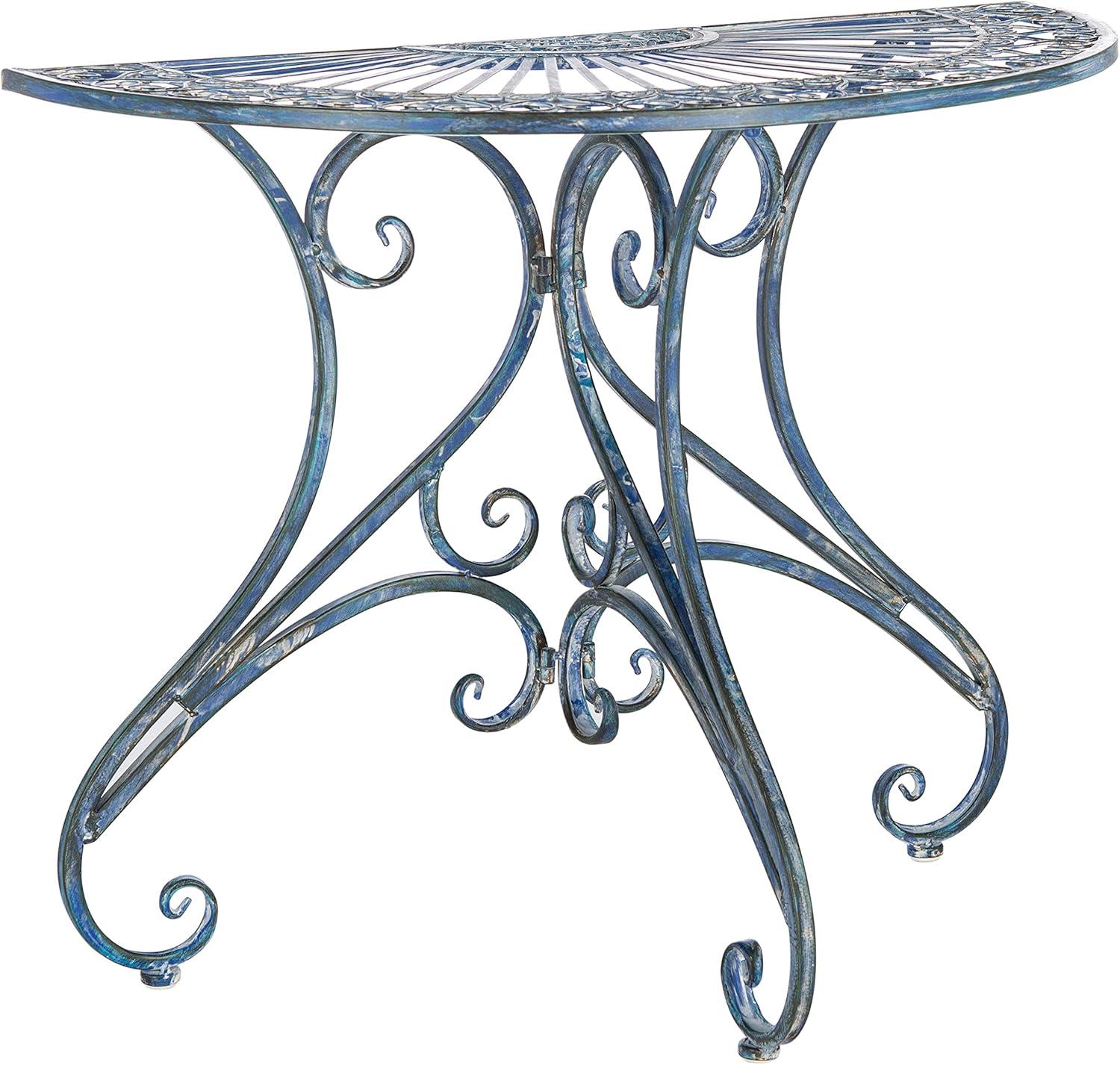 image:imageSafavieh Outdoor Collection Annalise Antique White Accent TableMossy Blue