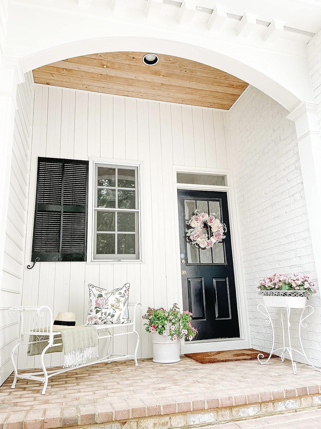 image:imageSafavieh Outdoor Collection Brielle Victorian Antique Blue BenchAntique White