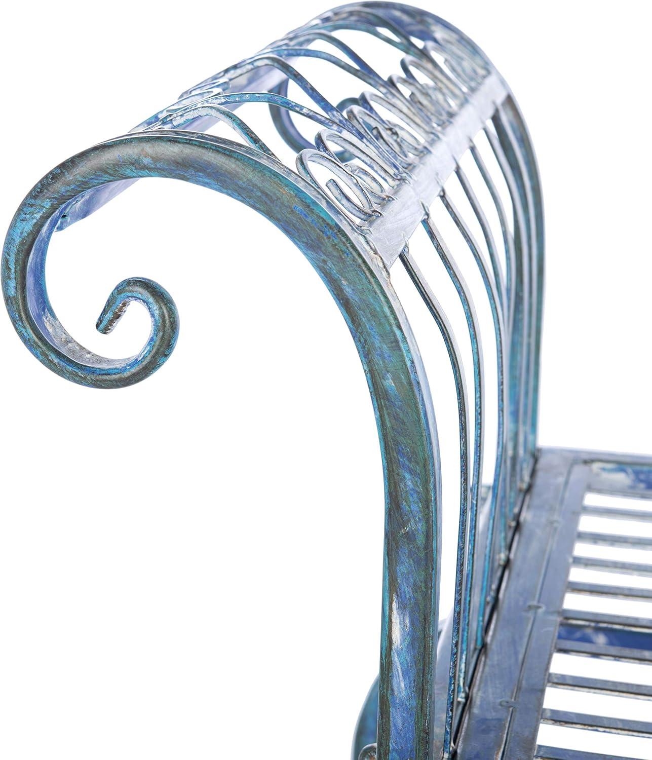 image:imageSafavieh Outdoor Collection Brielle Victorian Antique Blue BenchMossy Blue