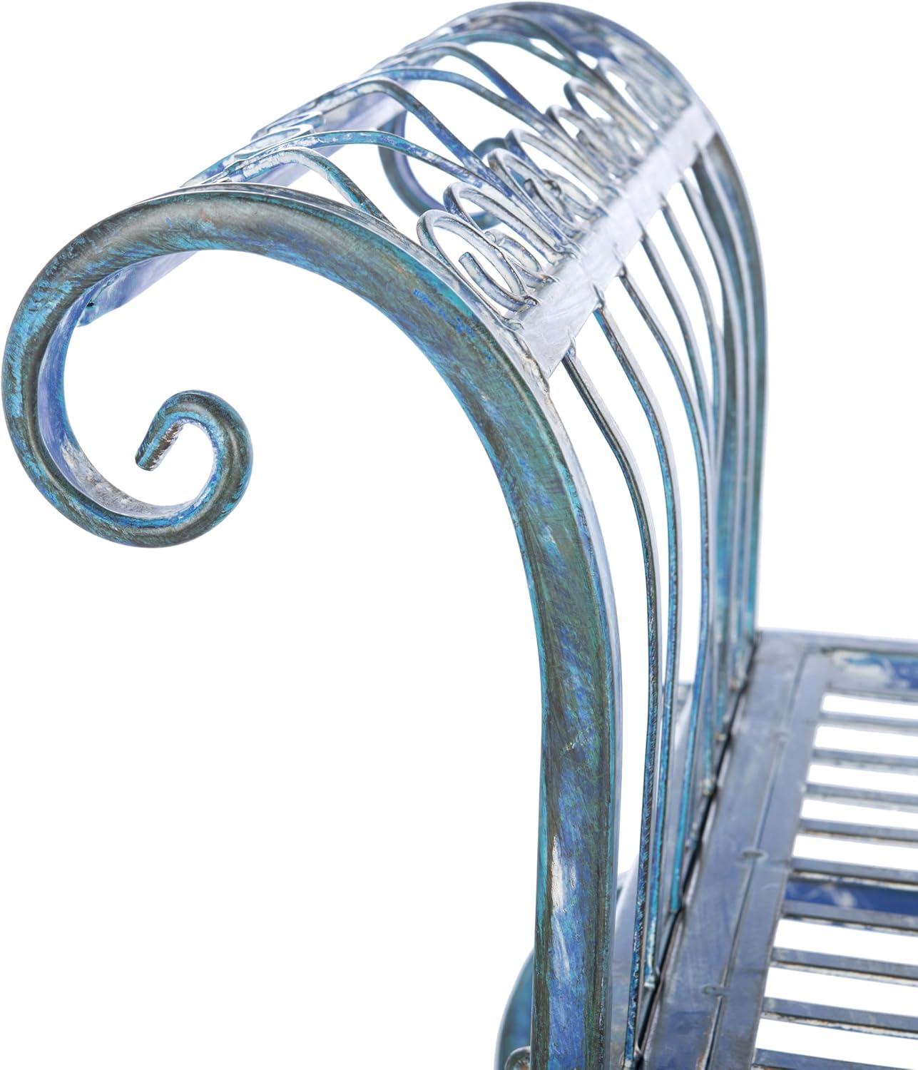 image:imageSafavieh Outdoor Collection Brielle Victorian Antique Blue BenchMossy Blue