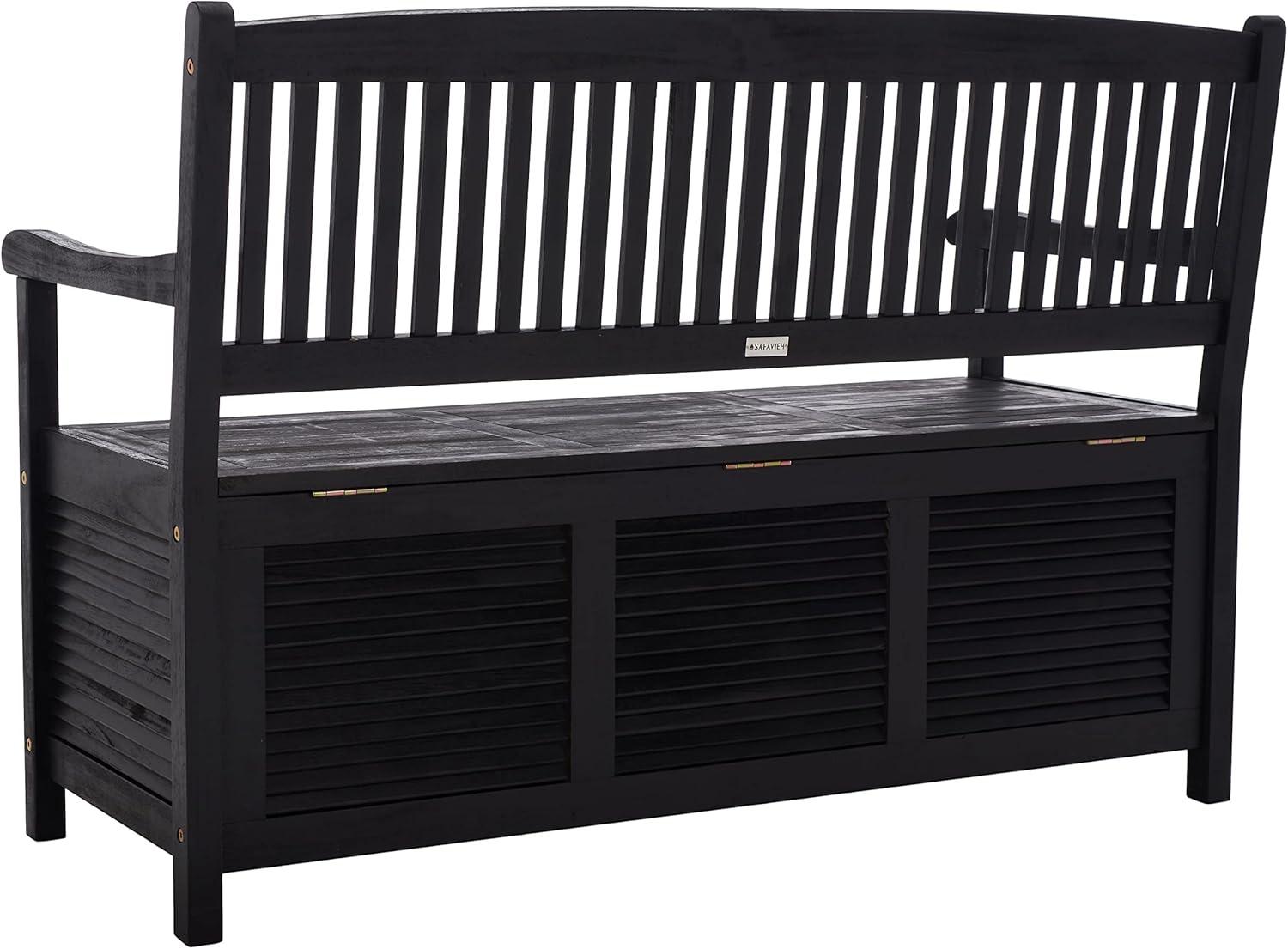 image:imageSafavieh Outdoor Collection Brisbane Grey Storage BenchBlack