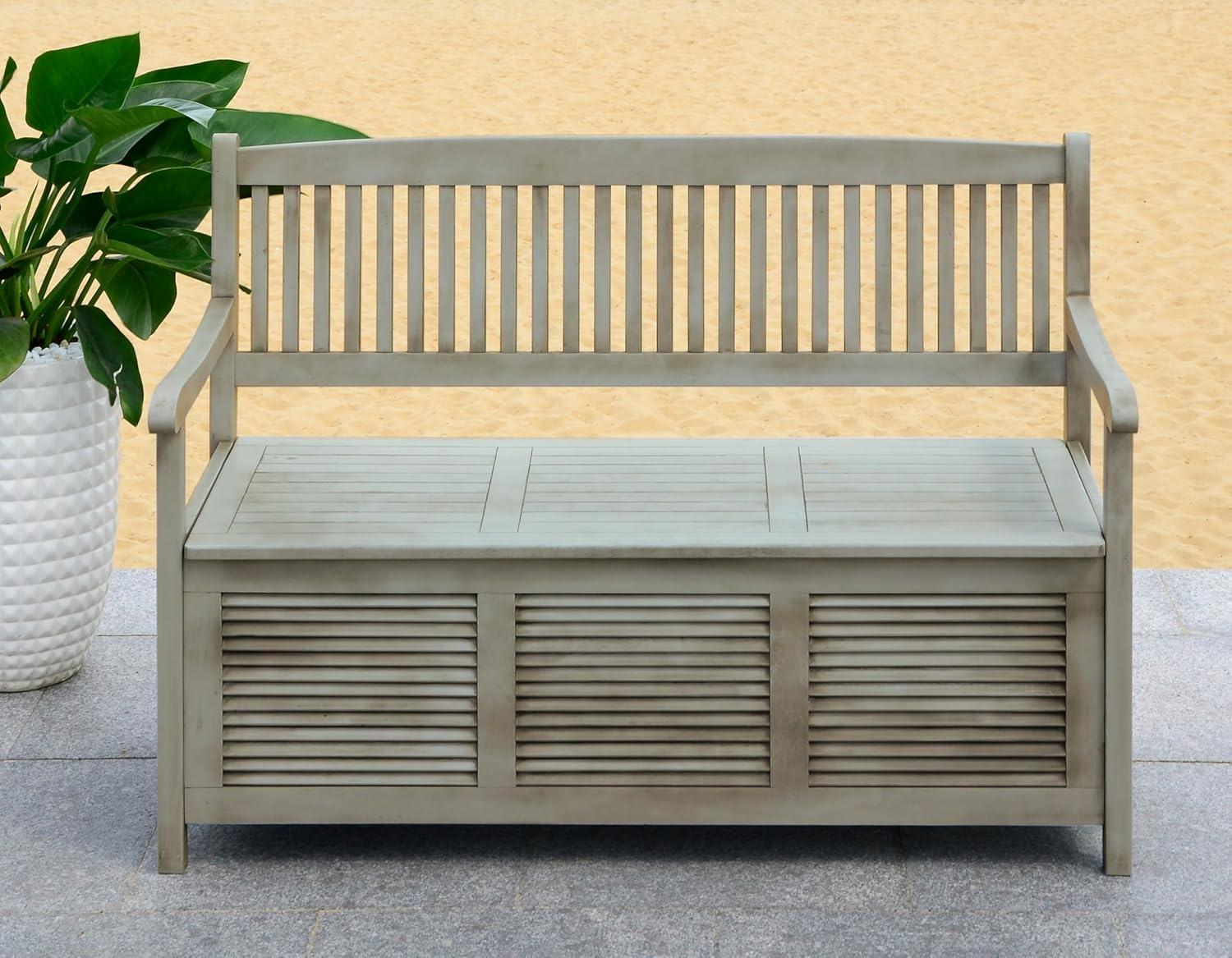 image:imageSafavieh Outdoor Collection Brisbane Grey Storage BenchGrey