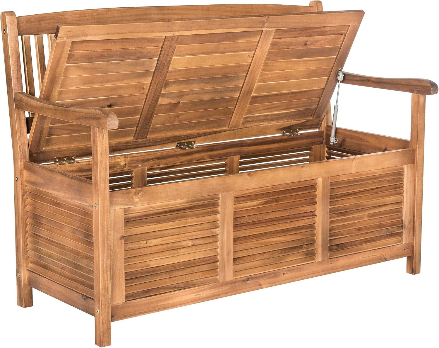 image:imageSafavieh Outdoor Collection Brisbane Grey Storage BenchNatural