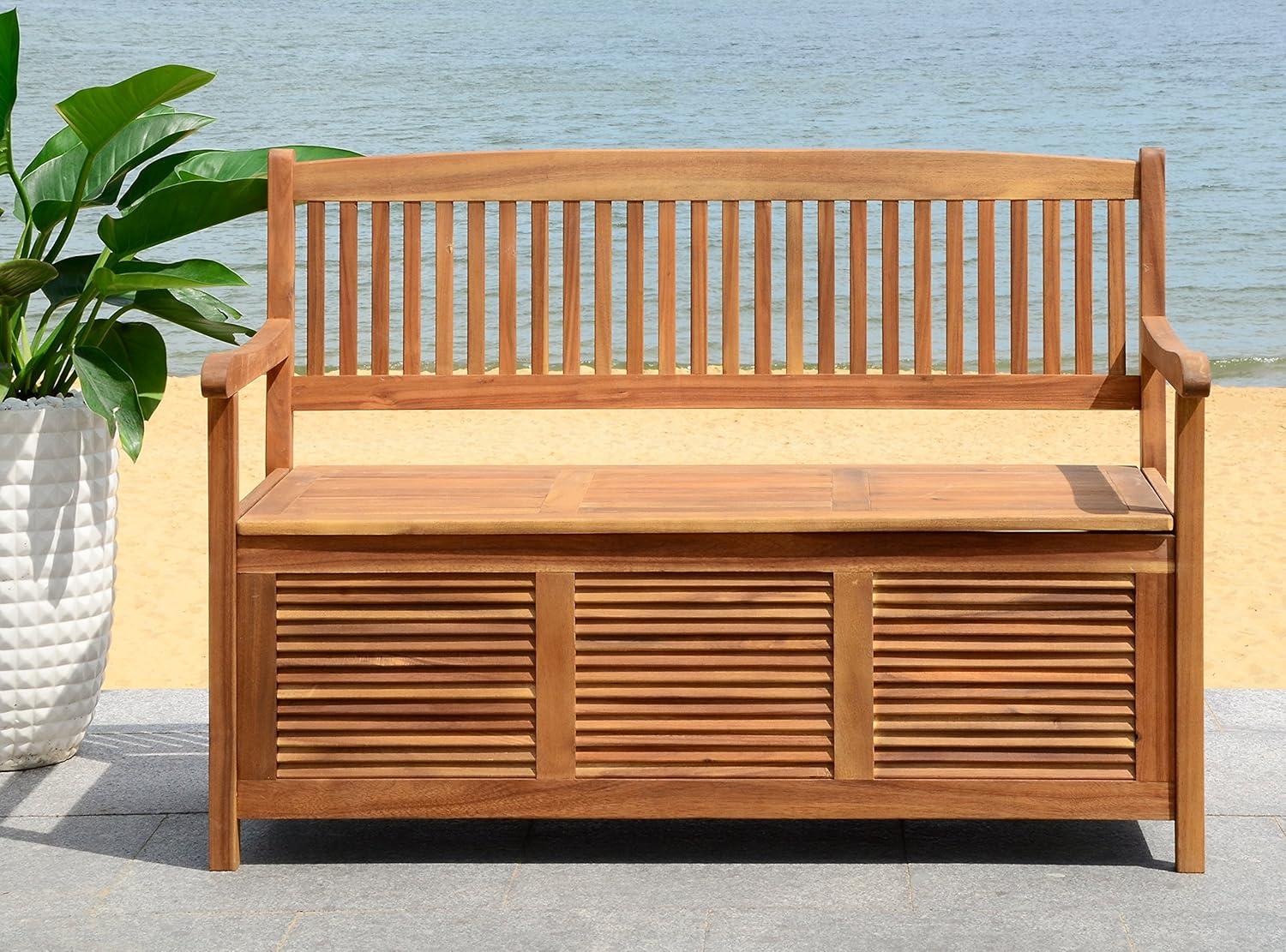 image:imageSafavieh Outdoor Collection Brisbane Grey Storage BenchNatural